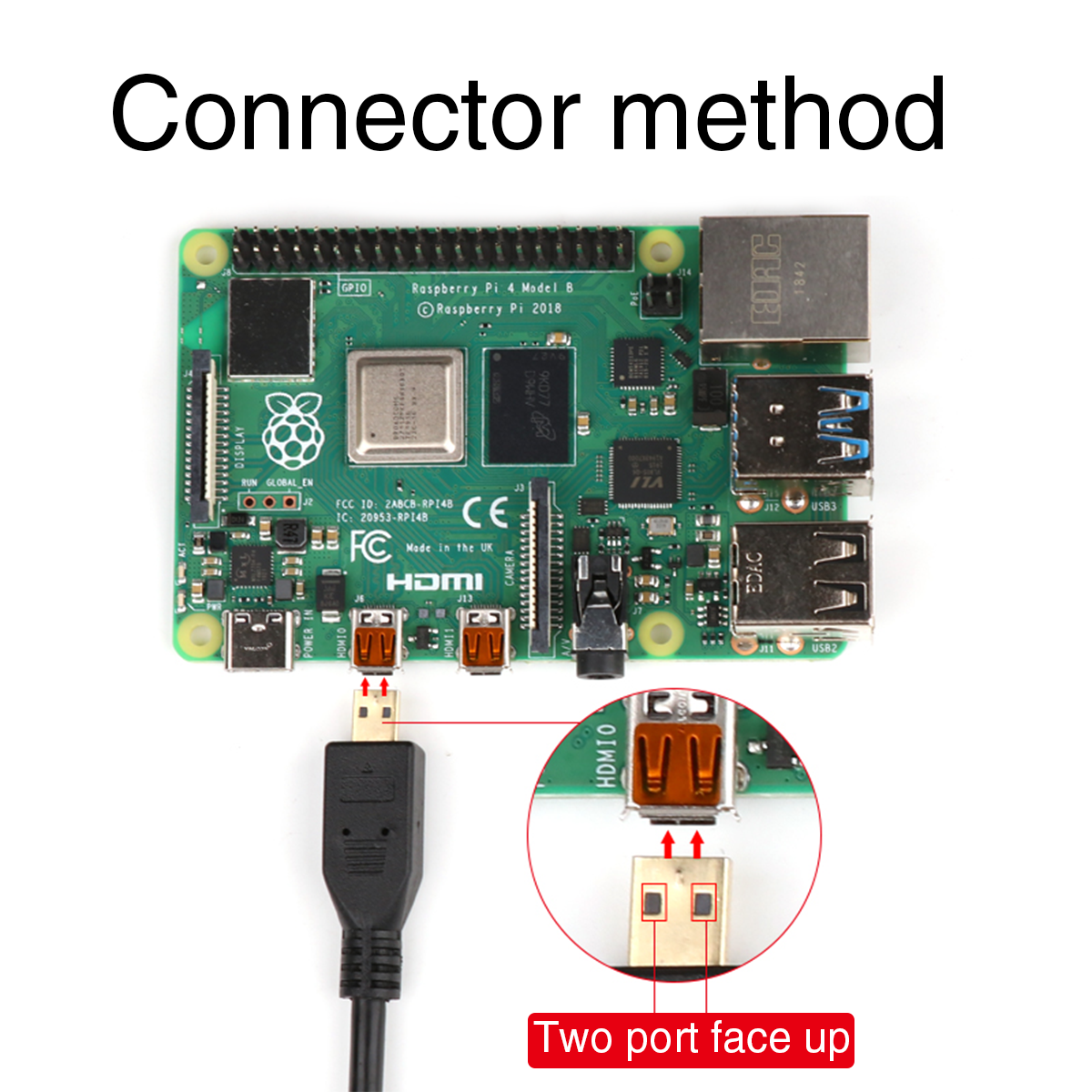 Image of Micro-HDMI to HDMI Adapter Cable for Raspberry Pi 4B 1.5M 4K Display Connector