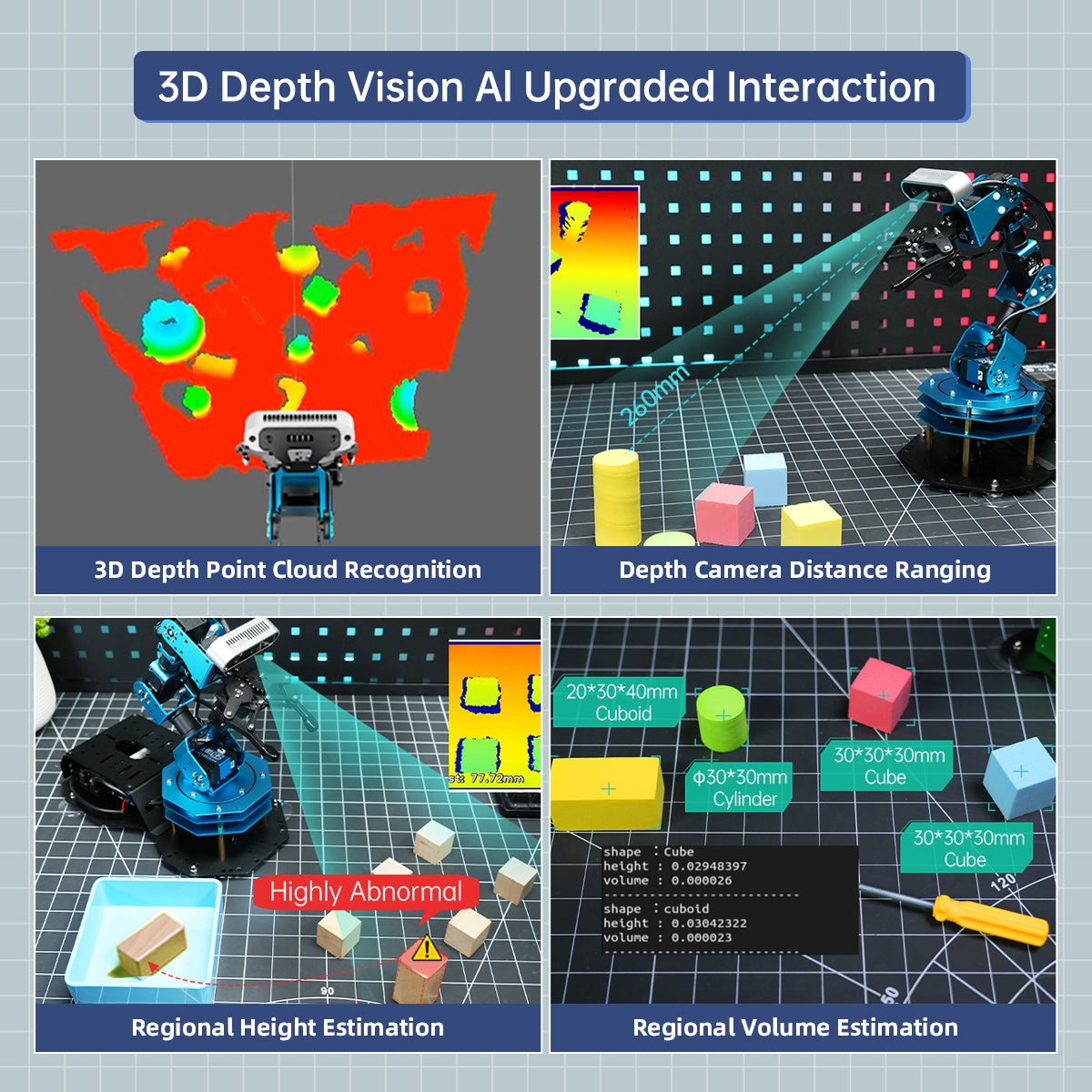 Image of ArmPi Ultra ROS2 3D Vision Robot Arm Multimodal AI ChatGPT Voice Vision Sorting