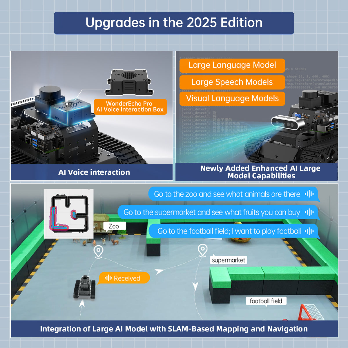 Image of MentorPi T1 Raspberry Pi Robot Car Tank Chassis ROS2 ChatGPT SLAM Autonomous Driving