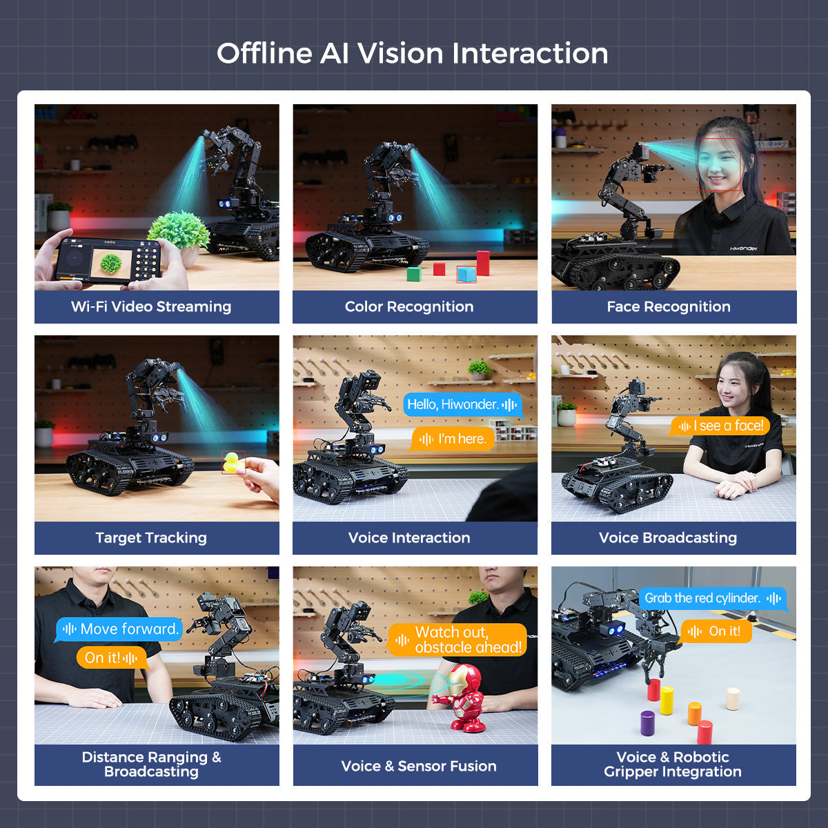 Image of Tankbot Large AI Model Tank Robot Car Robotic Arm ESP32 Vision Voice Interaction