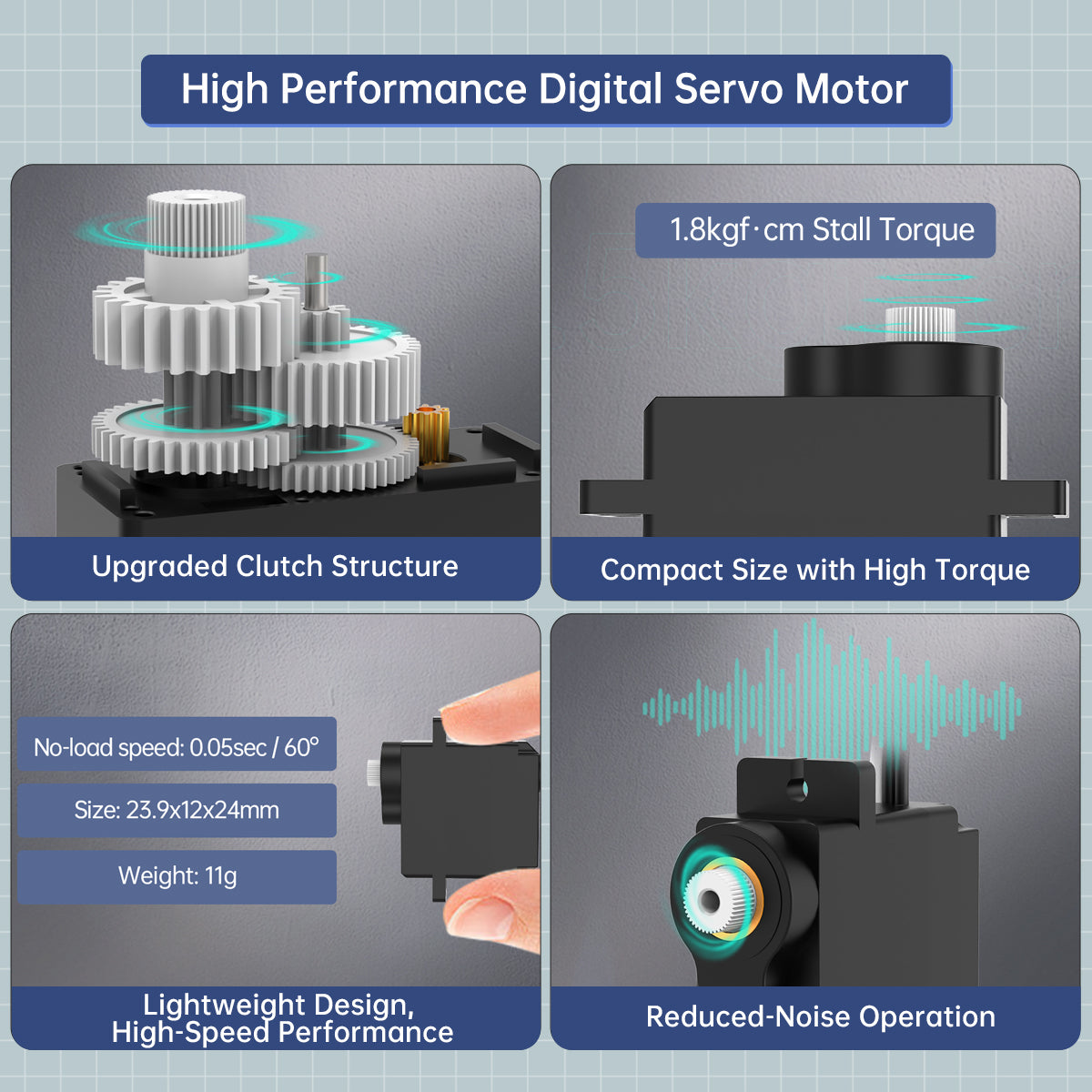 Image of Hiwonder HPD-0127 Mini Dual-Axis High-Speed Anti-Stall Clutch PWM Digital Servo