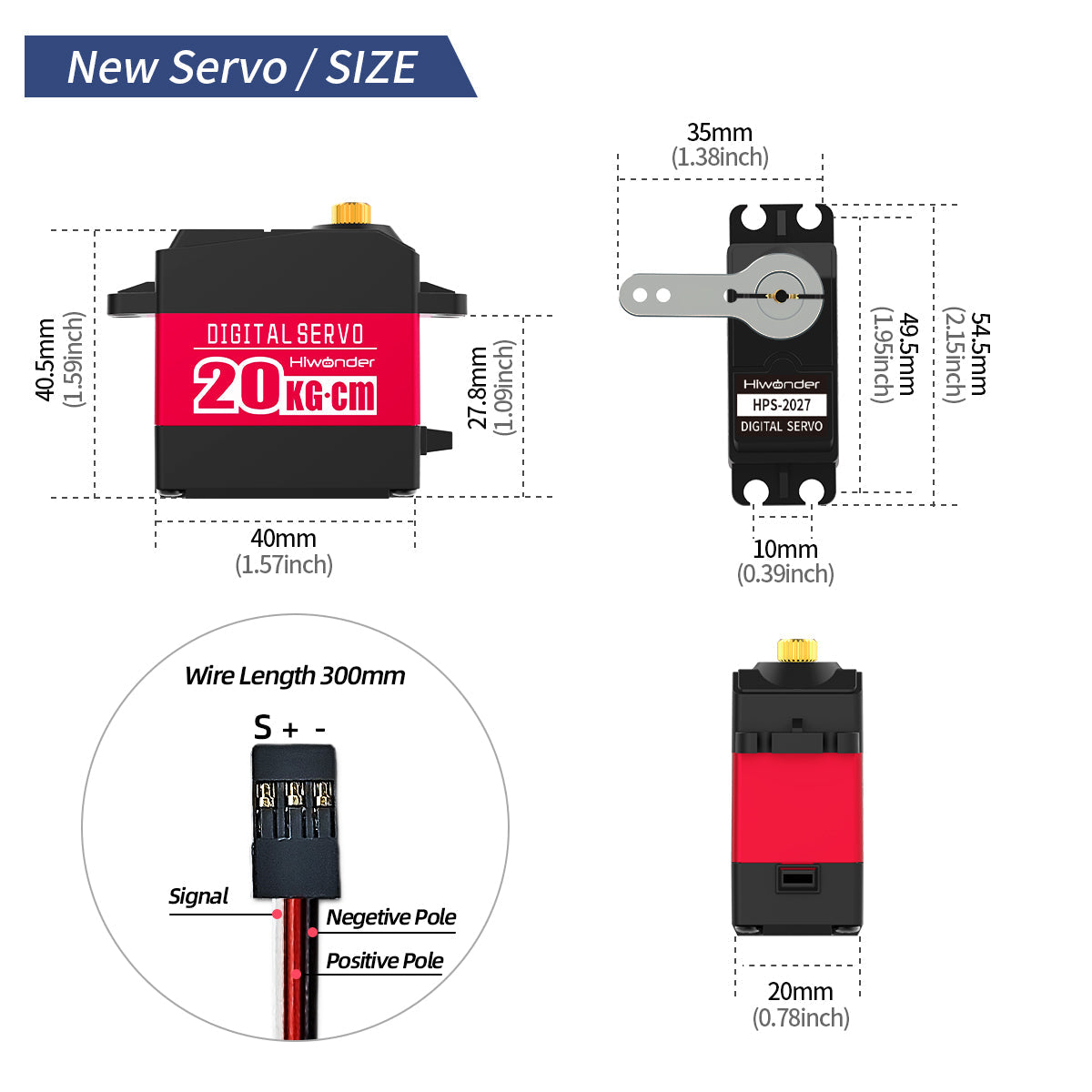 Image of HPS-2027 20KG High Torque Digital Servo Full Metal Gear 270