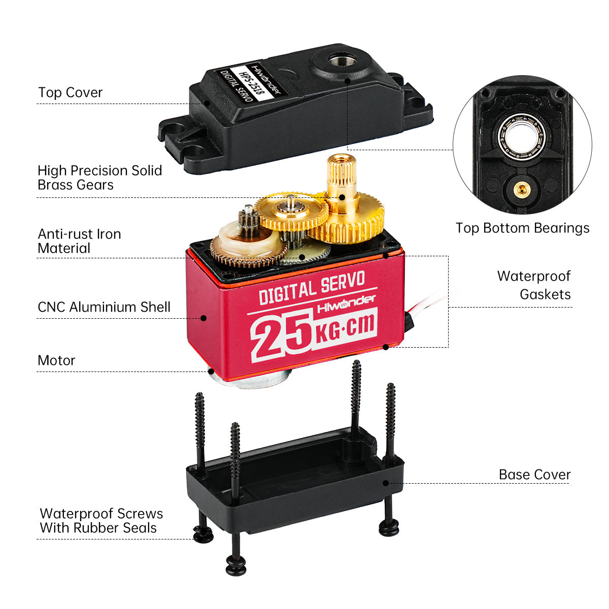 Image of HPS-2518 25KG High Torque Digital Servo Full Metal Gear 180