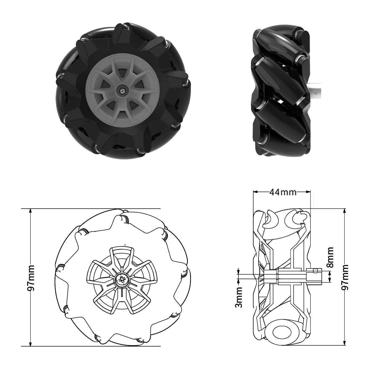 Image of 97mm Mecanum Wheel 360 Omnidirectional Tire Robot Smart Car