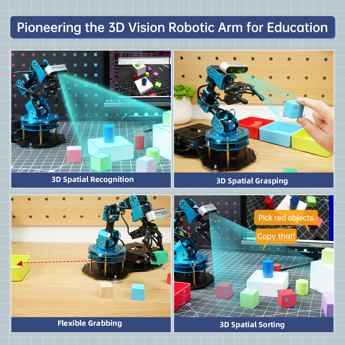 Image of ArmPi Ultra ROS2 3D Vision Robot Arm Multimodal AI ChatGPT Voice Vision Sorting