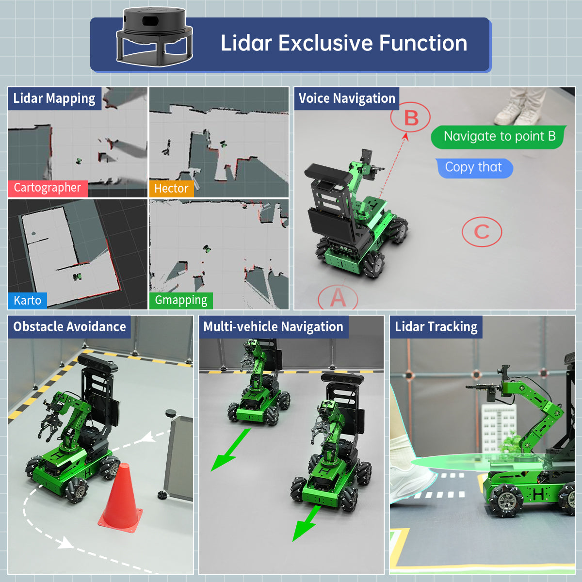 Image of JetAuto Pro AI Robot Car 6DOF Vision Arm ROS1 ROS2 ChatGPT SLAM