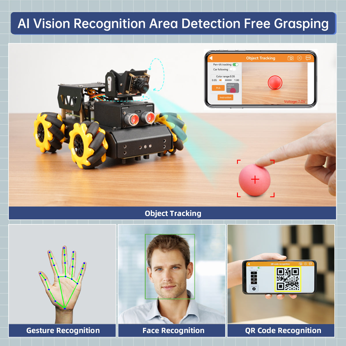Image of TurboPi Raspberry Pi Robot Car ROS2 Mecanum AI Vision Multimodal AI