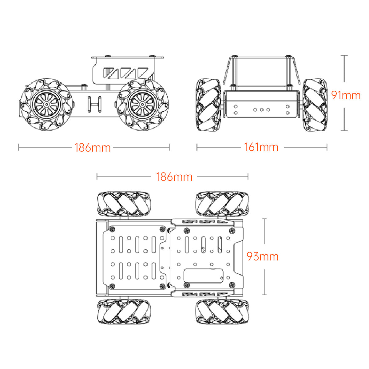 Image of Mecanum Wheel Chassis Car Kit TT Motor Aluminum Alloy Frame