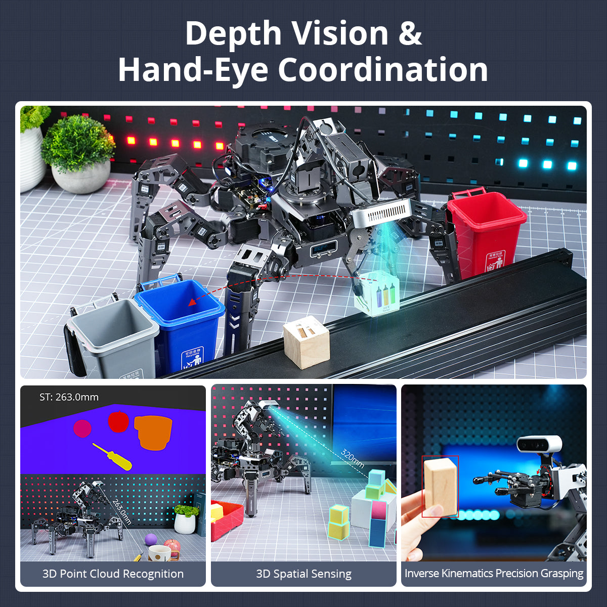 Image of ROSpider ROS2 Hexapod Robot with Multimodal AI, 3D Vision & SLAM