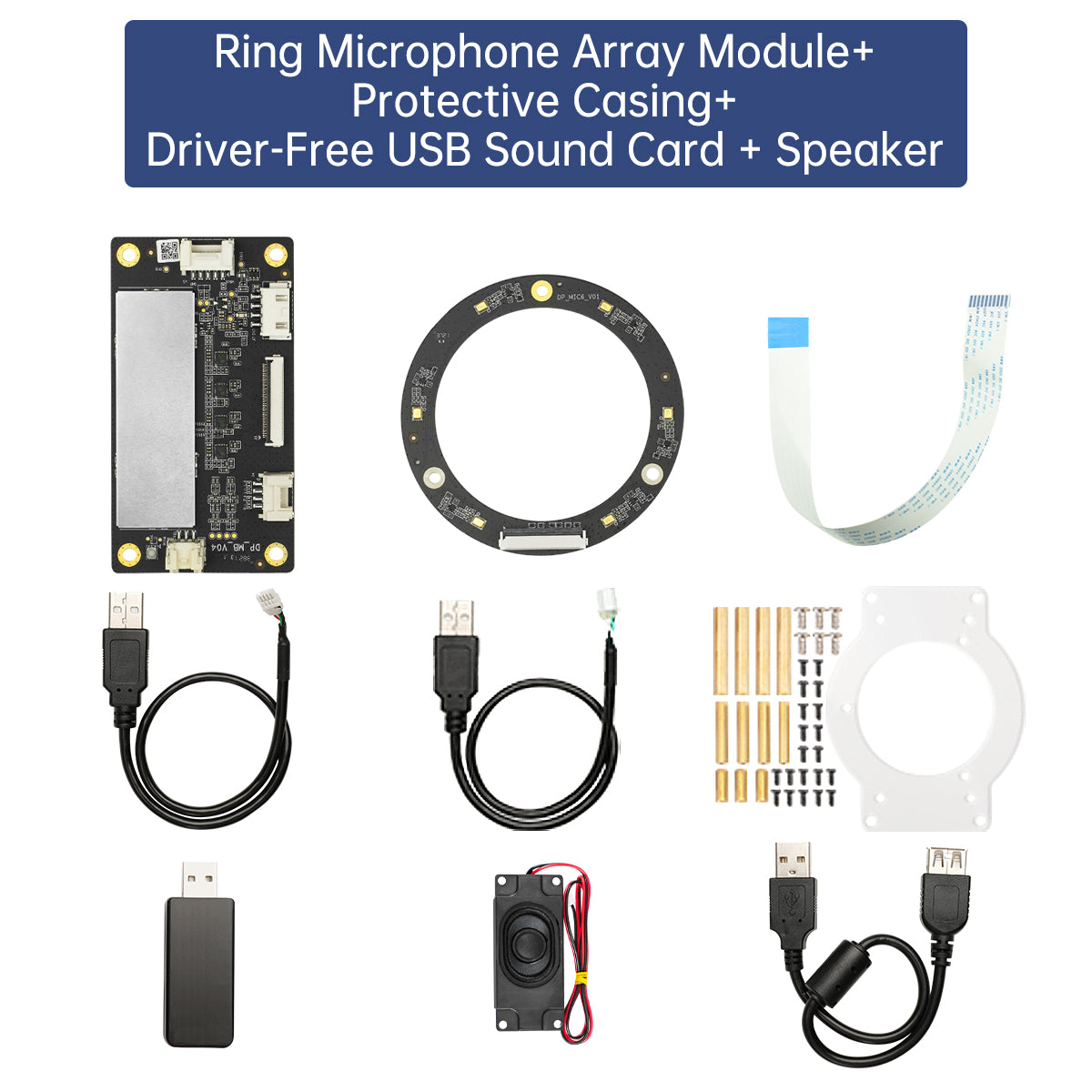 Image of iFLYTEK 6-Mic Array — Module + Casing + USB Sound Card + Speaker