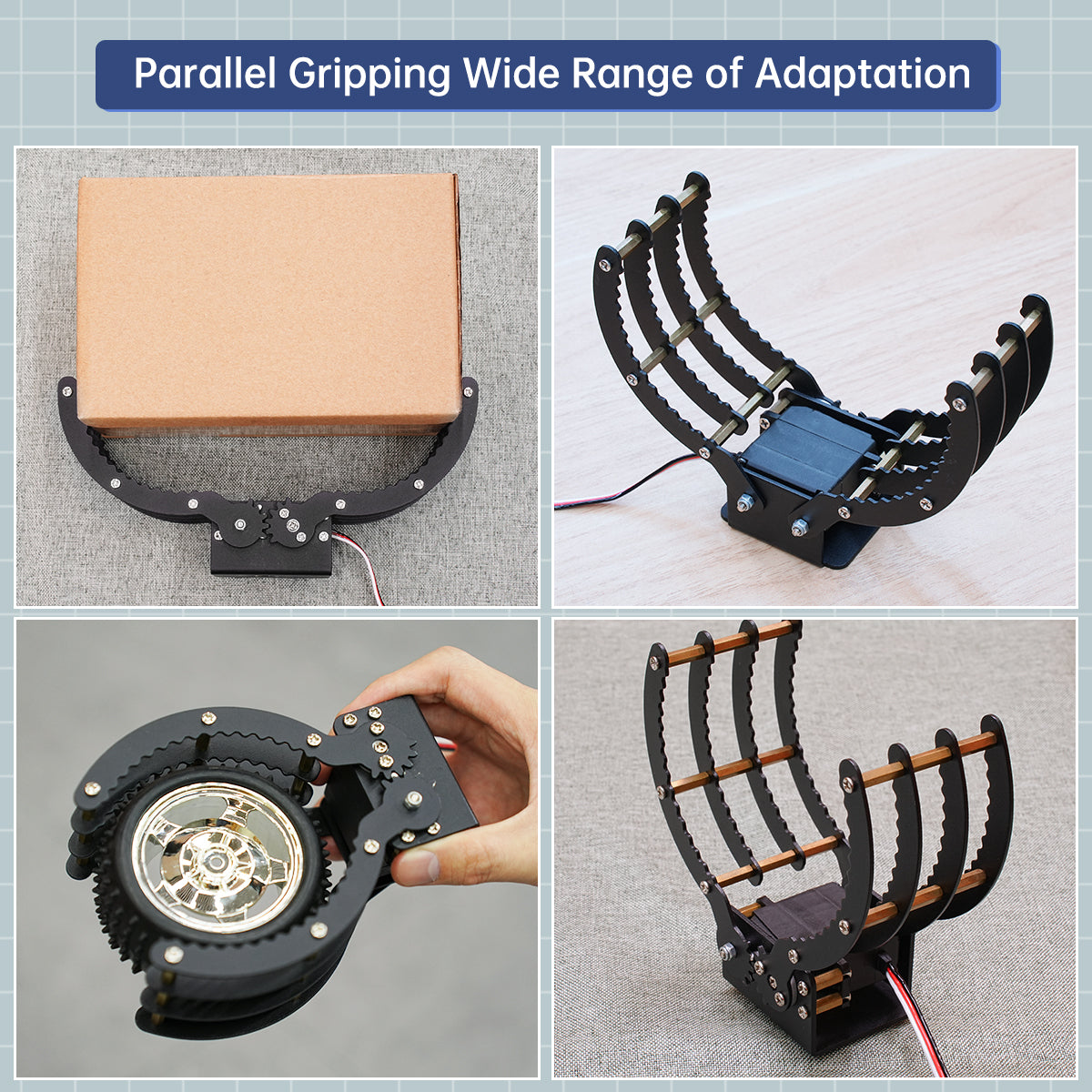 Image of Black Aluminum Alloy Gripper for Robot DIY