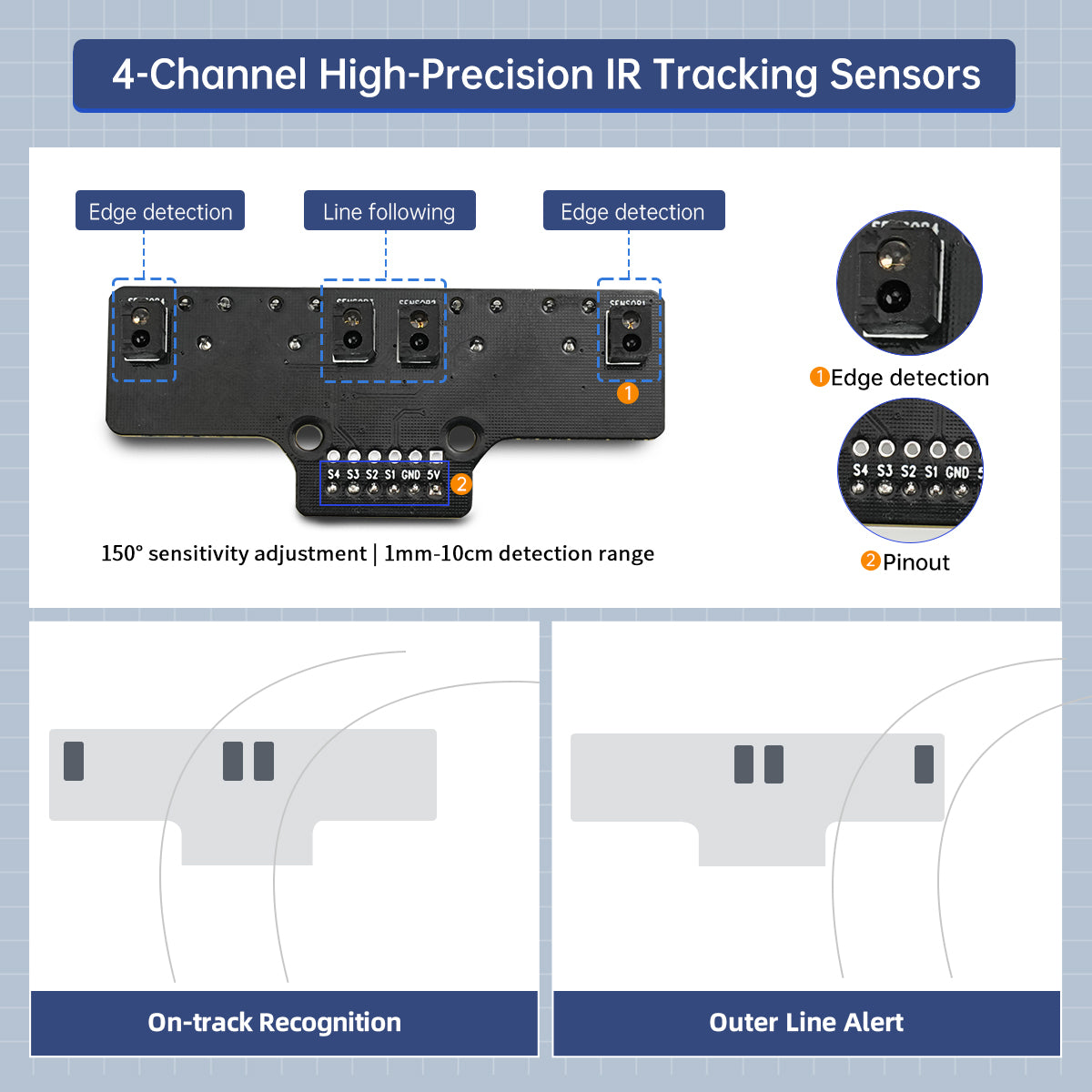 Image of 4-Channel IR Line Follower Sensor Module Tracking Obstacle Avoidance