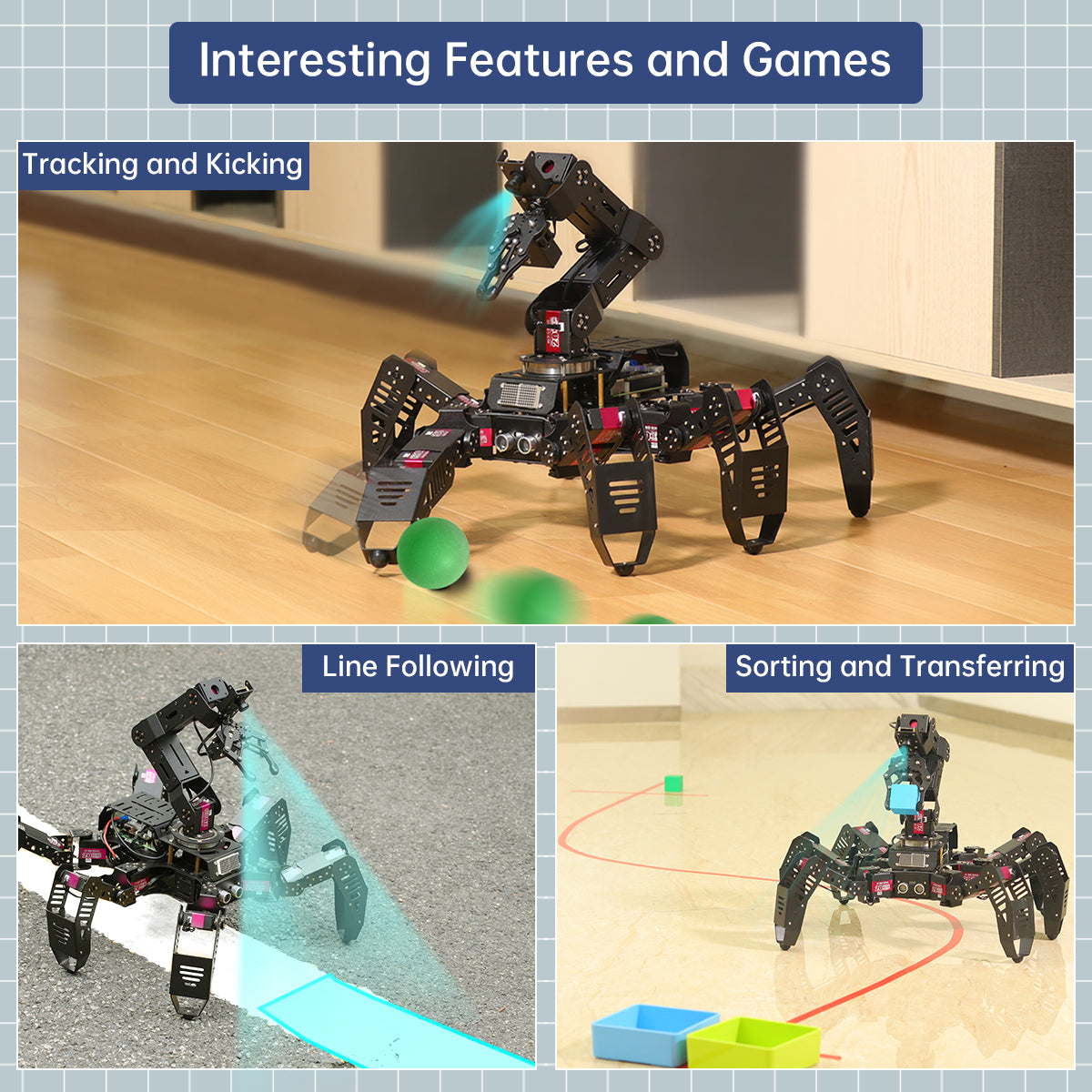 Image of SpiderPi Pro Hexapod Robot with AI Vision Robotic Arm – Raspberry Pi 5