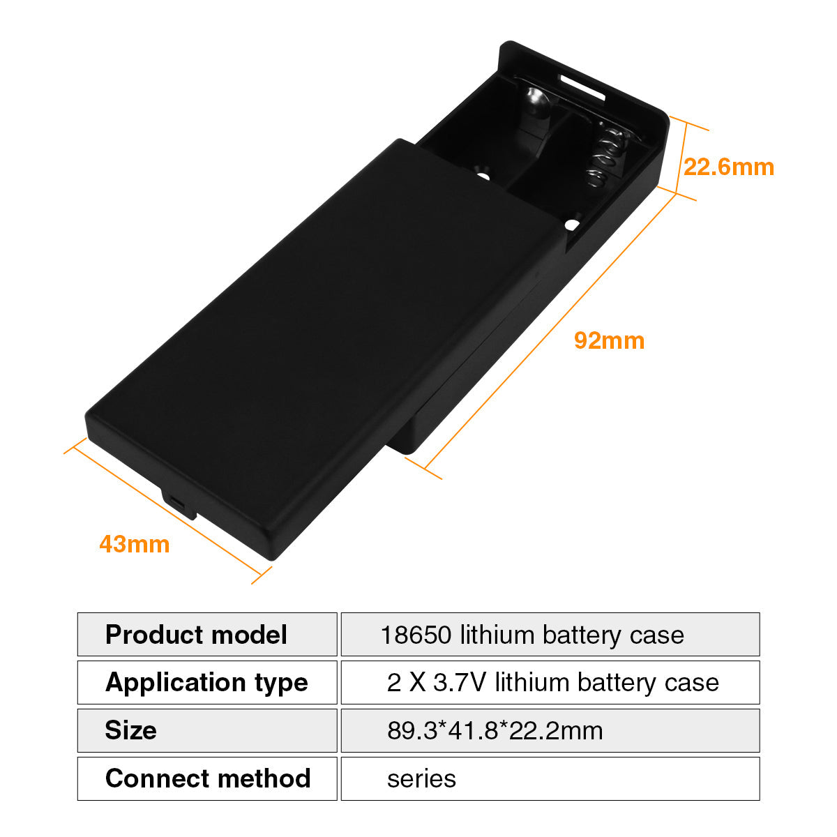 Image of 18650 Battery Box Double Bays with Power Switch