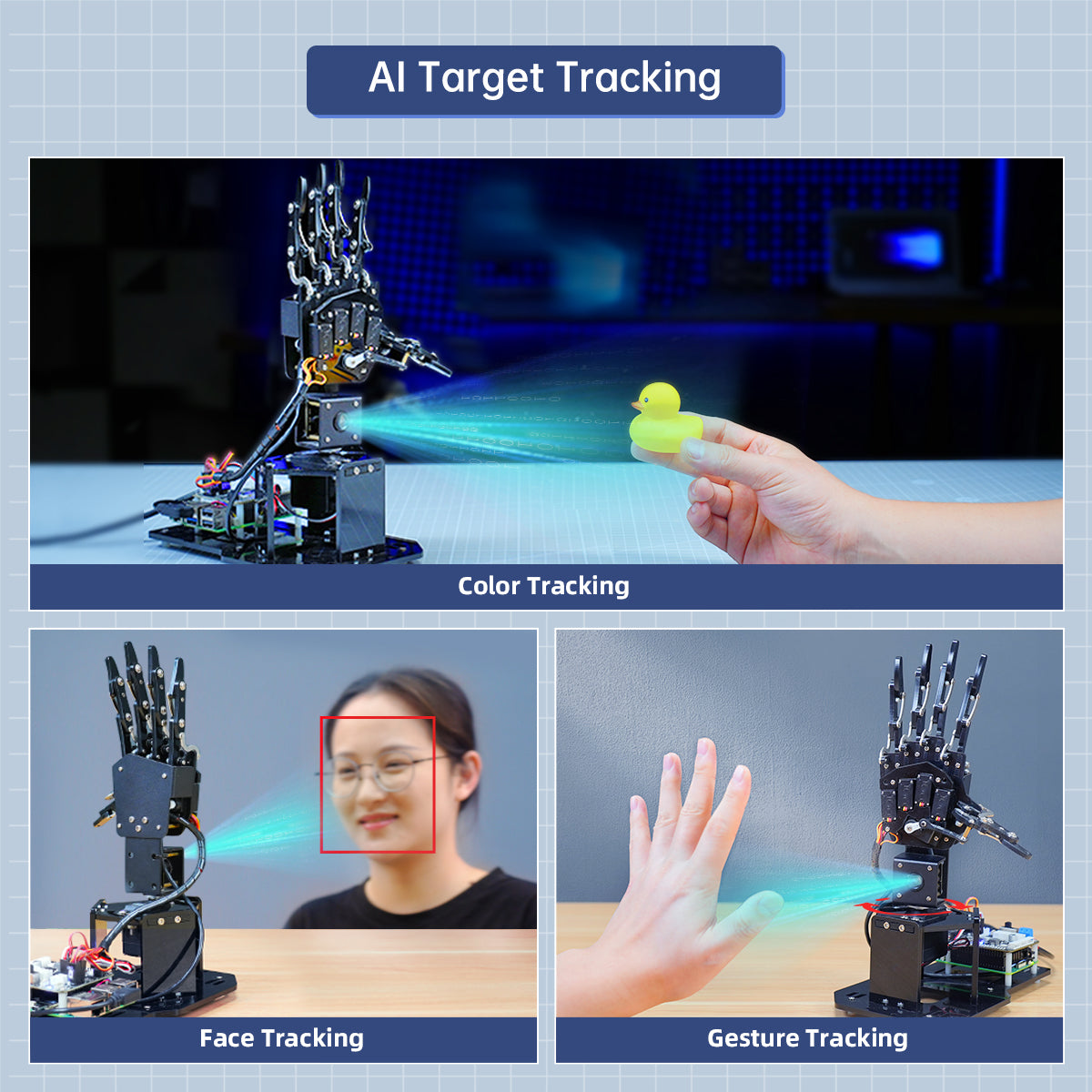 Image of uHandPi Raspberry Pi 5 AI Robotic Hand Vision Tracking Python