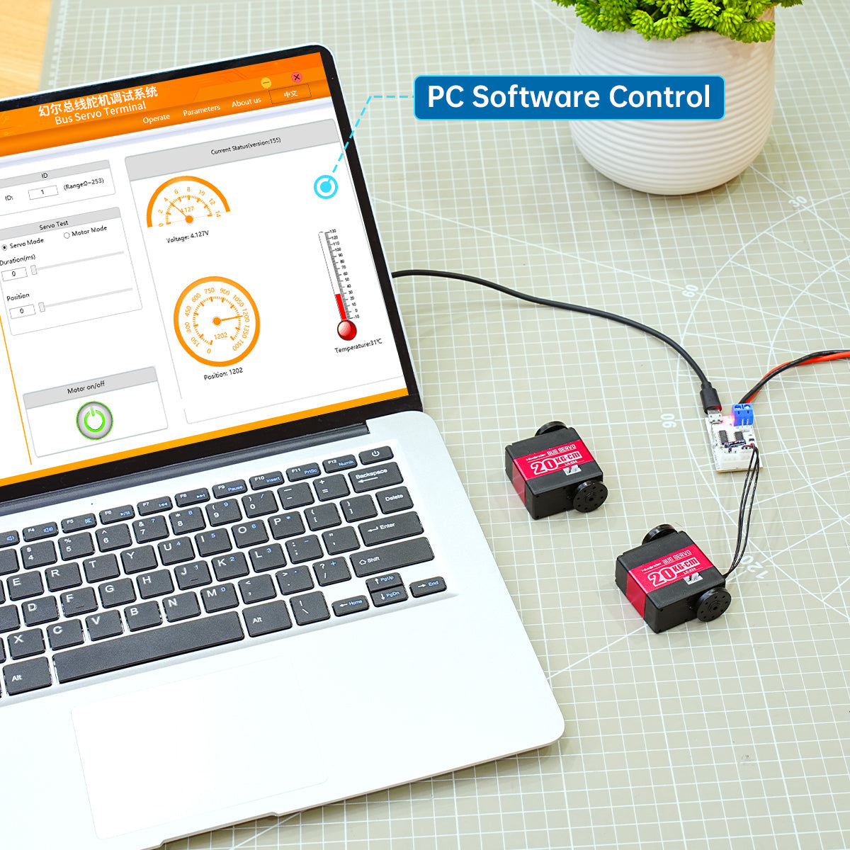 Image of LX-224 Serial Bus Servo with Three Connectors /20KG Large Torque