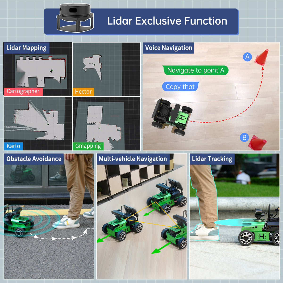 Image of JetAcker AI Robot Kit Jetson ROS1 ROS2 ChatGPT Voice Vision SLAM