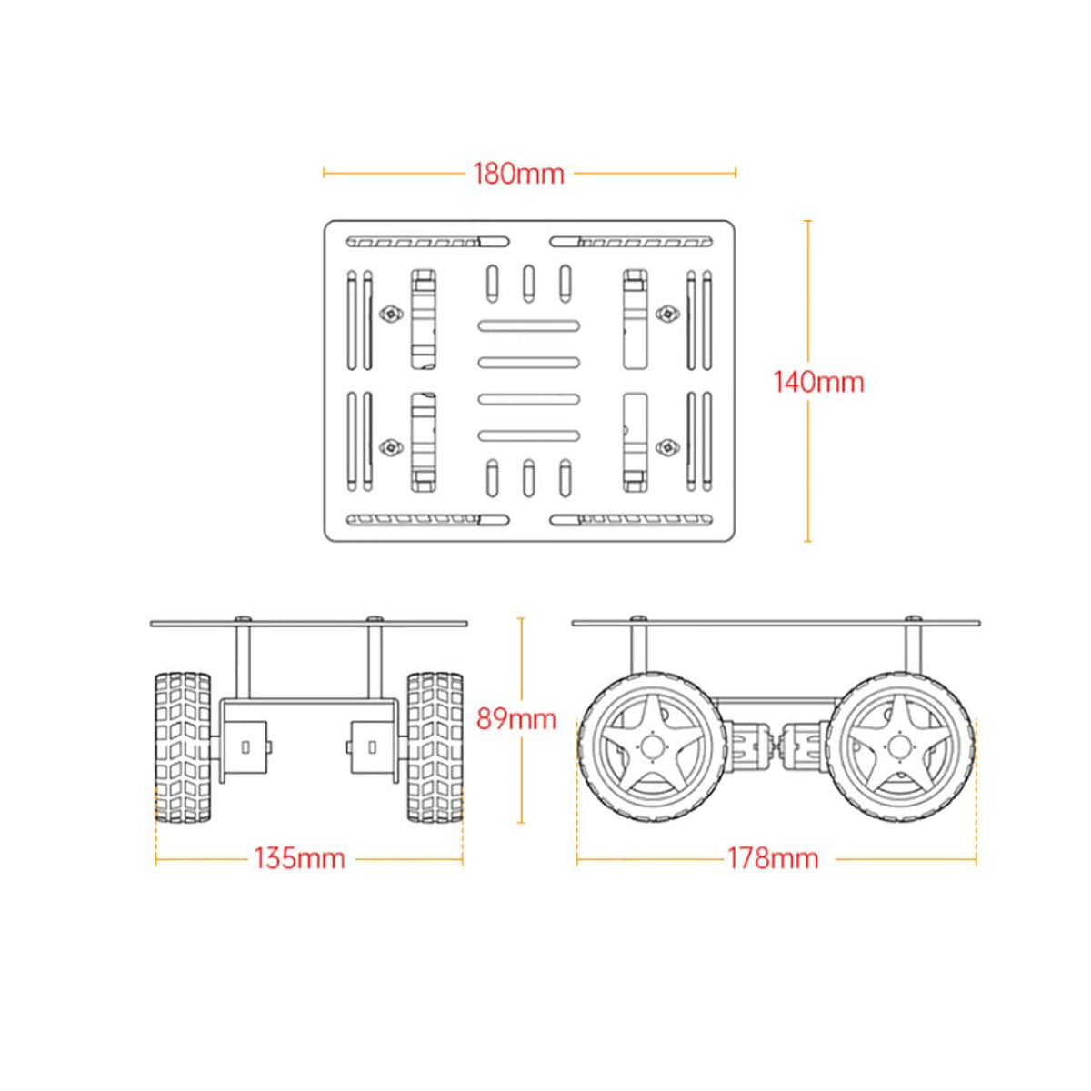 Image of 4WD Chassis Car Kit Aluminum Alloy Frame TT Motor Smart Robot