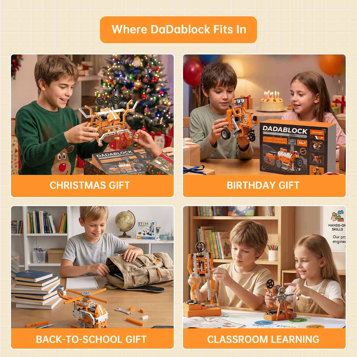 Image of DaDablock Programmable Building Block Kit ESP32 Sensor Expansion LEGO Scratch Python