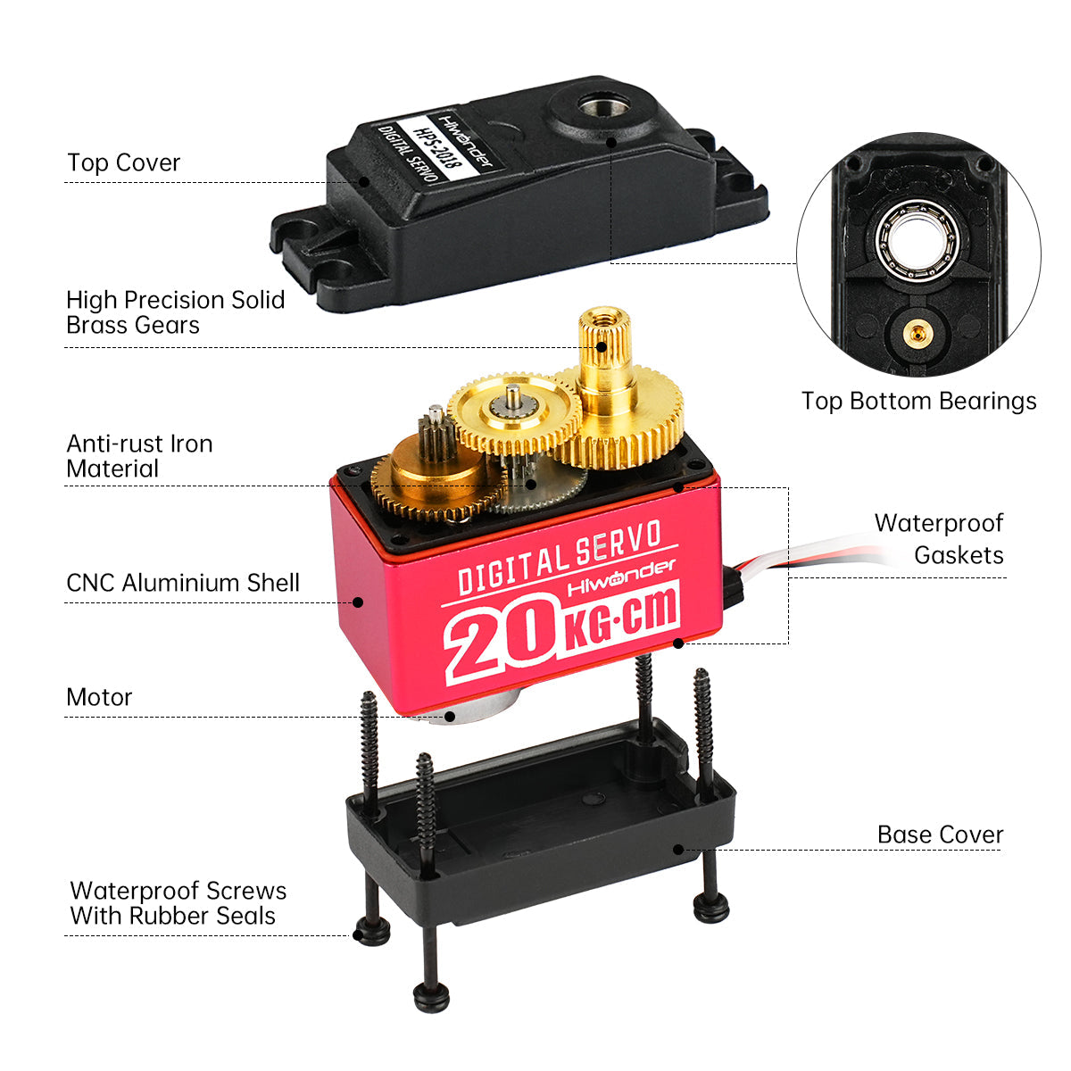 Image of HPS-2018 Full Metal Gear Digital Servo 20kg High Torque