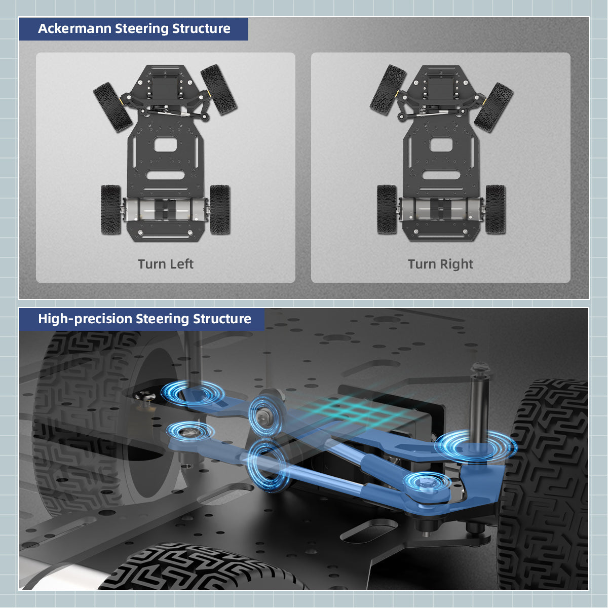 Image of Ackerman Intelligent Car Metal Chassis Dual Encoder Motor ROS