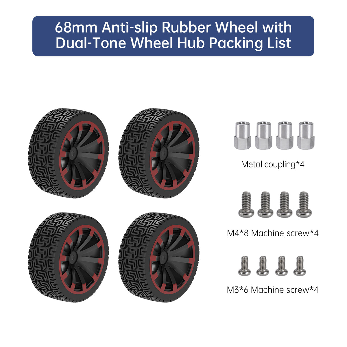Image of 68mm Anti-slip Rubber Wheel with Dual-Tone Hub