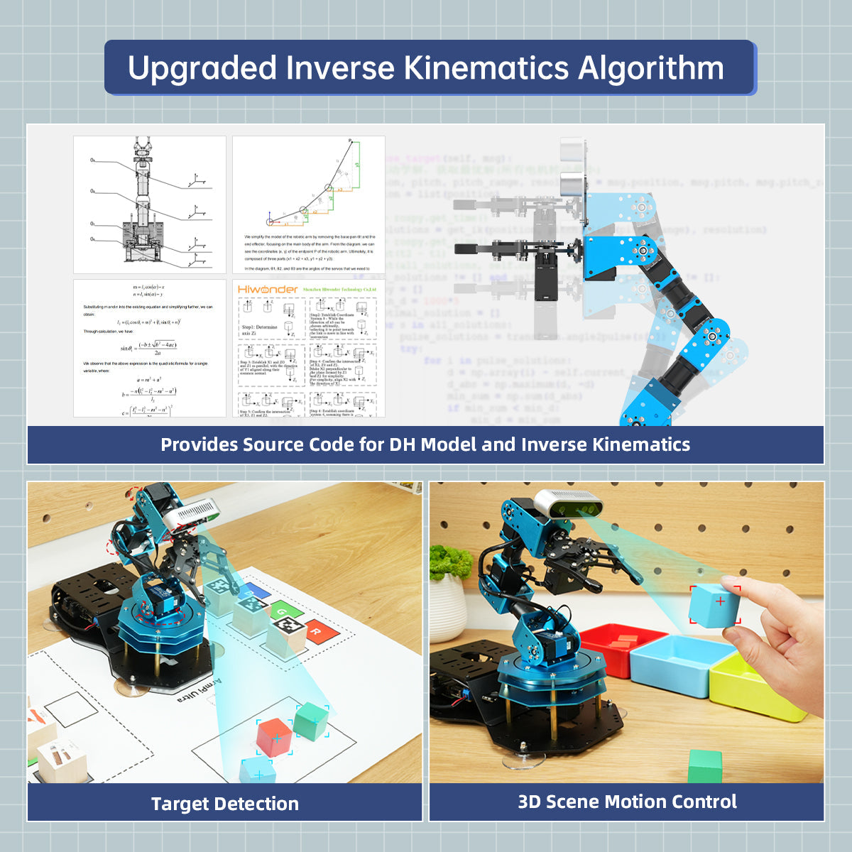 Image of ArmPi Ultra ROS2 3D Vision Robot Arm Multimodal AI ChatGPT Voice Vision Sorting