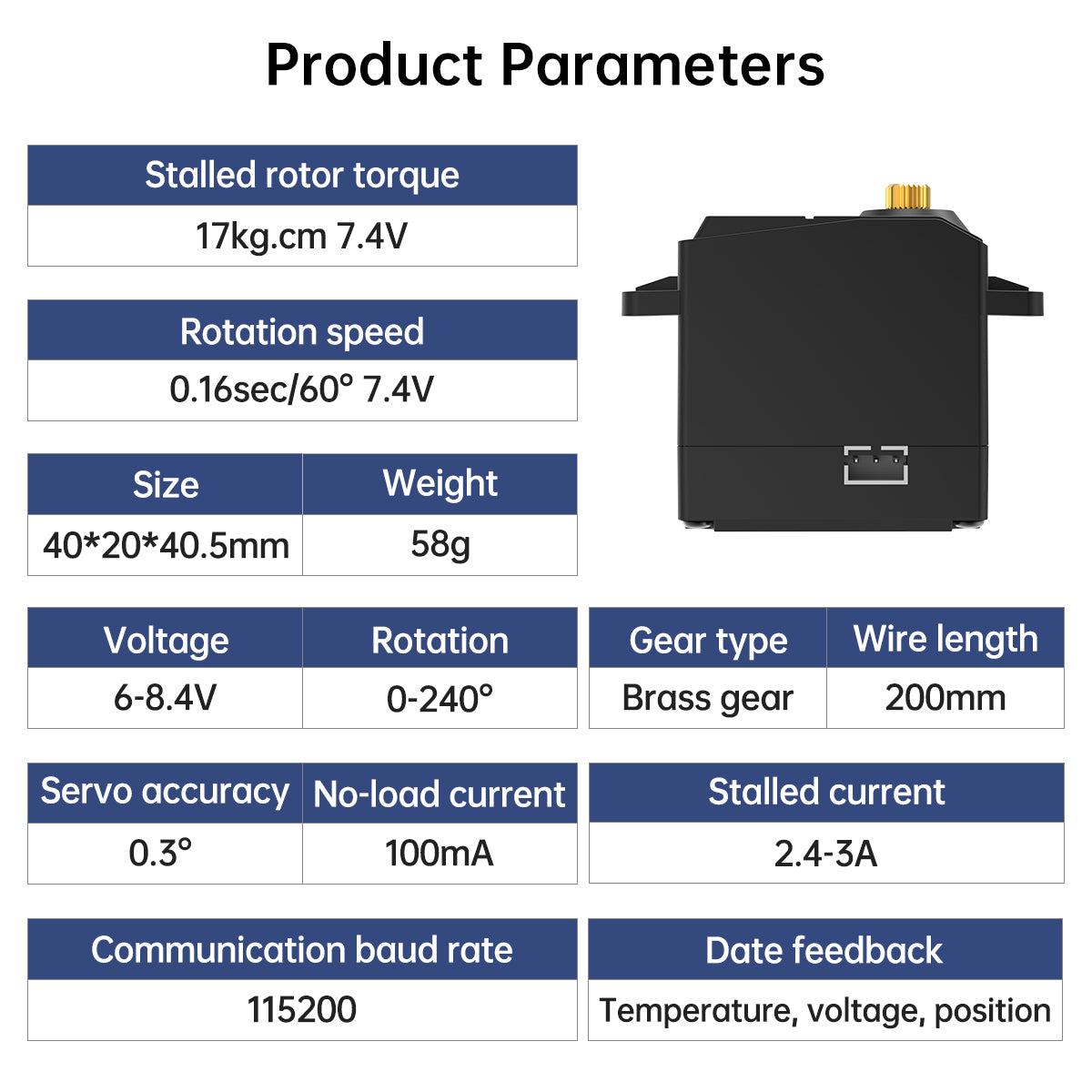 Image of HTS-25L Serial Bus Servo 3 Connectors High Torque