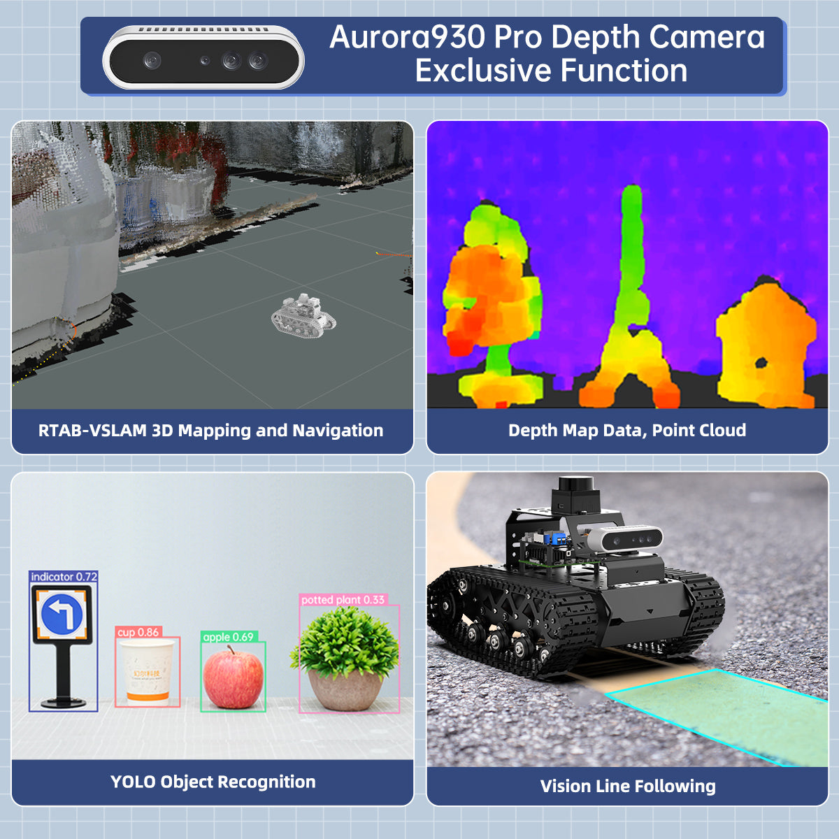 Image of MentorPi T1 Raspberry Pi Robot Car Tank Chassis ROS2 ChatGPT SLAM Autonomous Driving