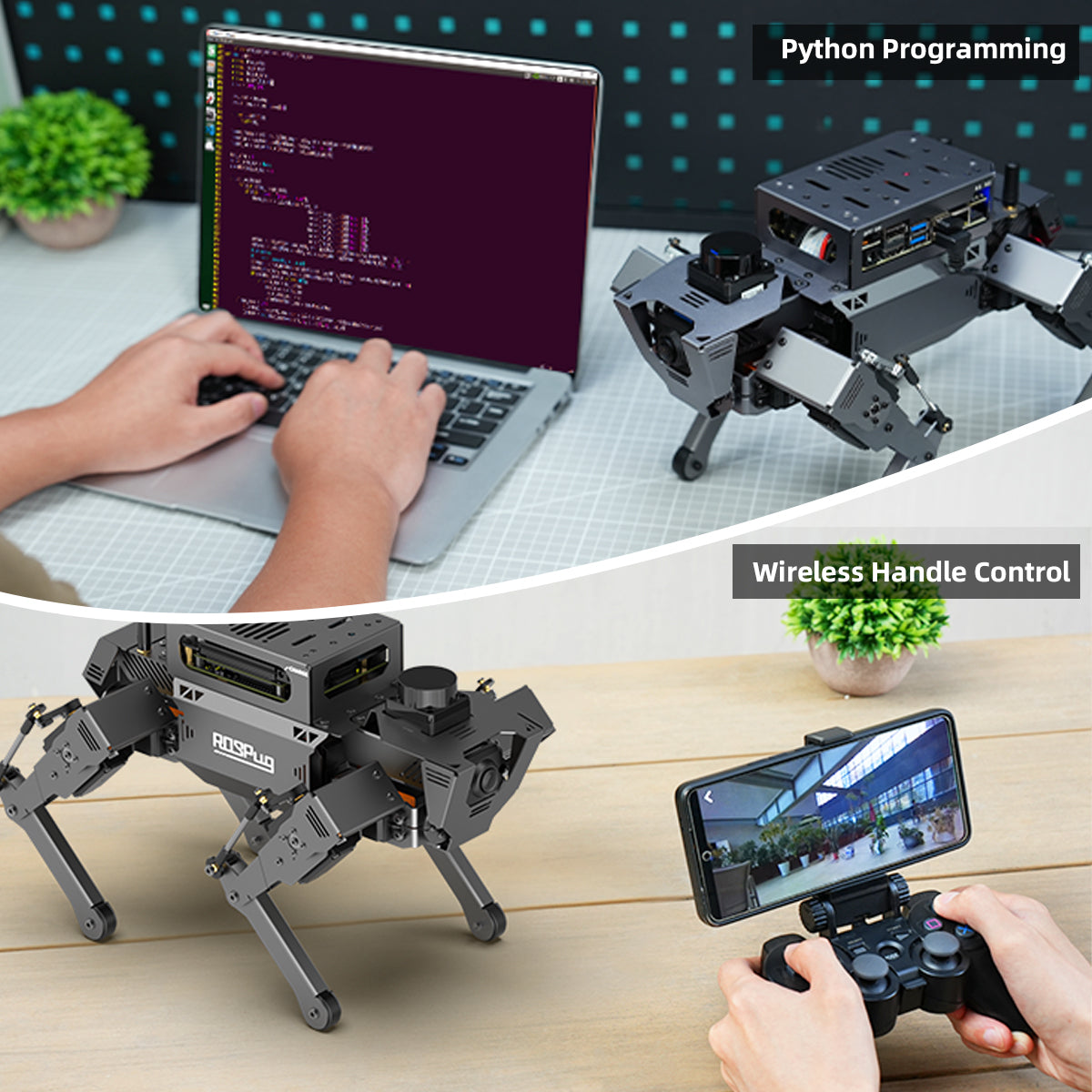 Image of ROSPug Quadruped Bionic Robot Dog Jetson Nano ROS Open Source Python Programming