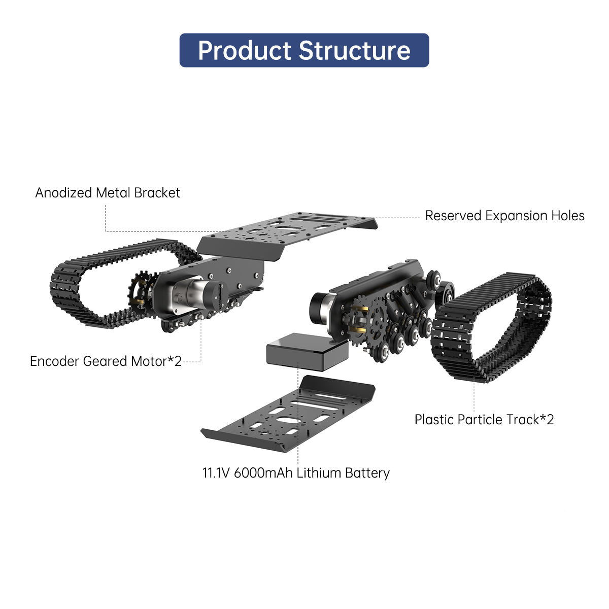 Image of Track Chassis Suspension Shock Absorption Full-Metal Tank Robot