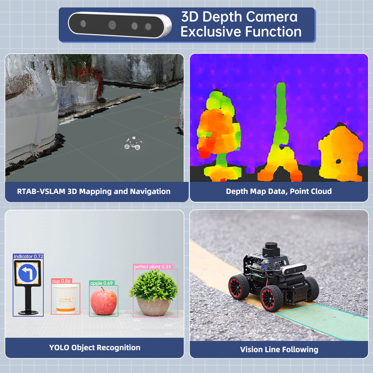 Image of MentorPi A1 Raspberry Pi 5 Robot Car Ackerman Chassis 2DOF Monocular Camera ROS2 SLAM