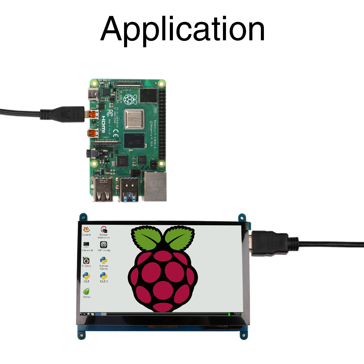 Image of Micro-HDMI to HDMI Adapter Cable for Raspberry Pi 4B 1.5M 4K Display Connector