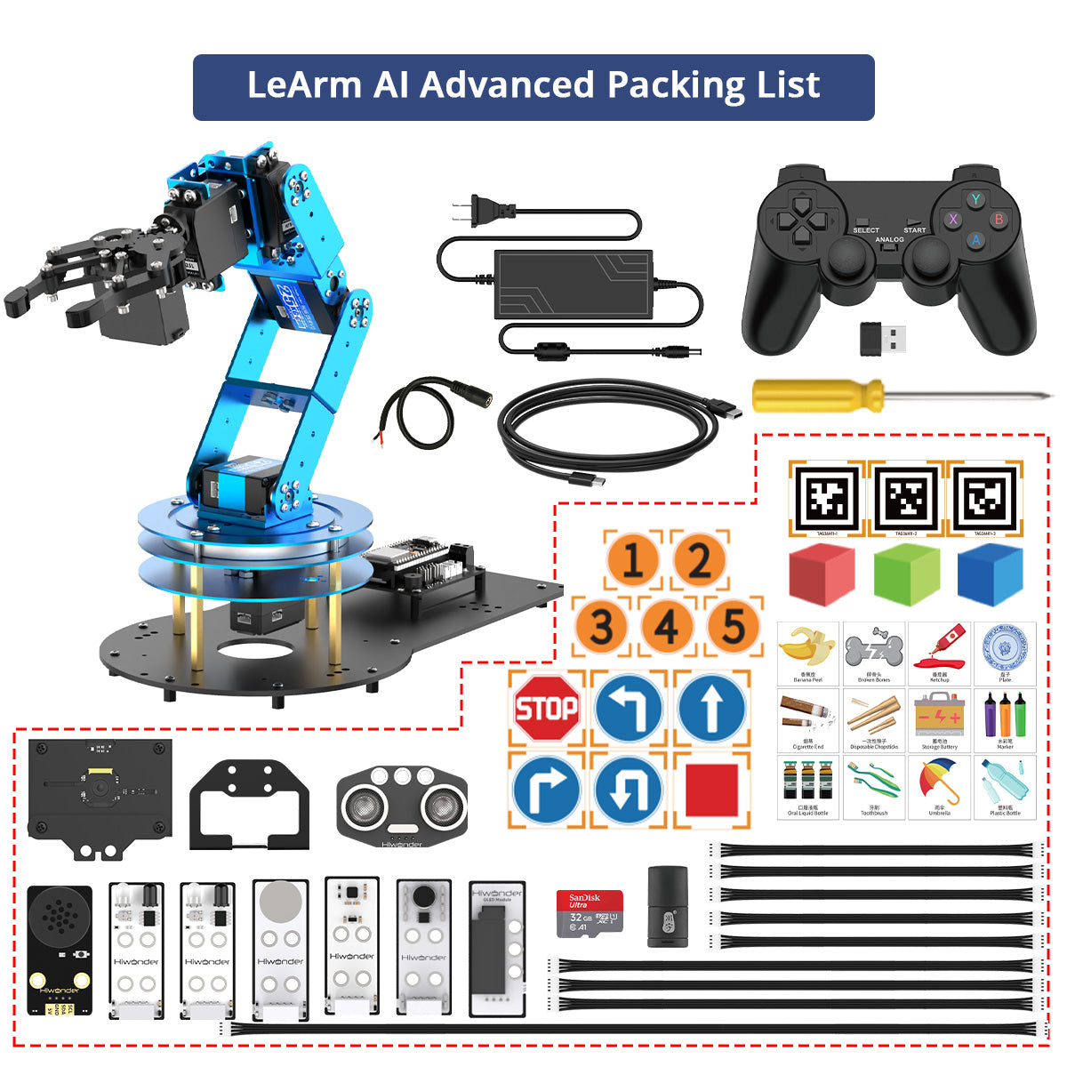 Image of LeArm AI robot arm sorting