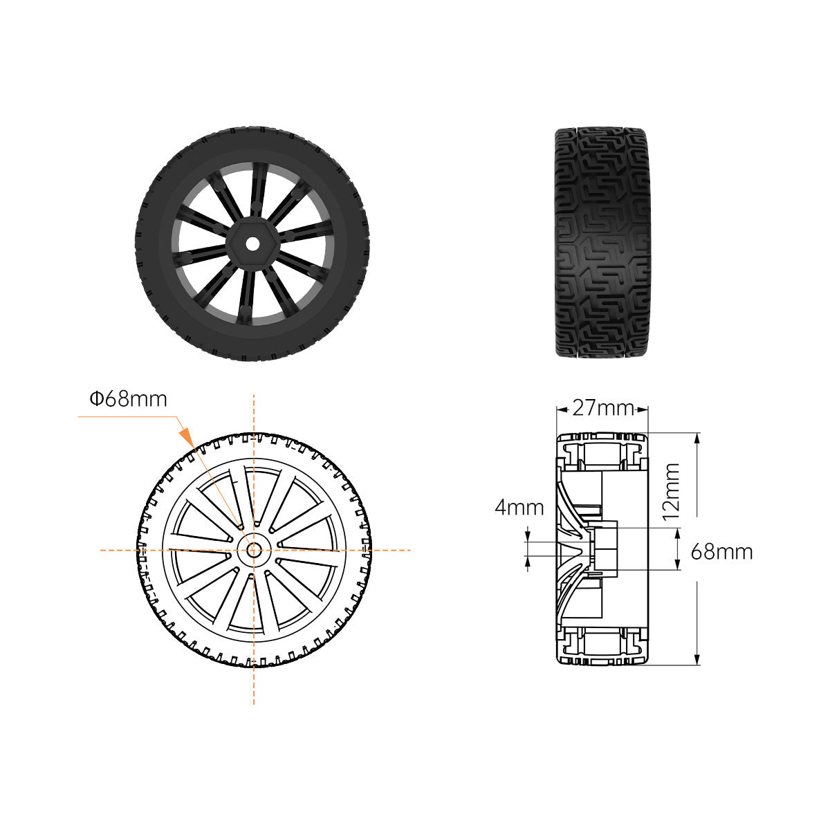 Image of Mecanum Omnidirectional Wheel Metal Coupling Motor ROS Robot Universal Wheel