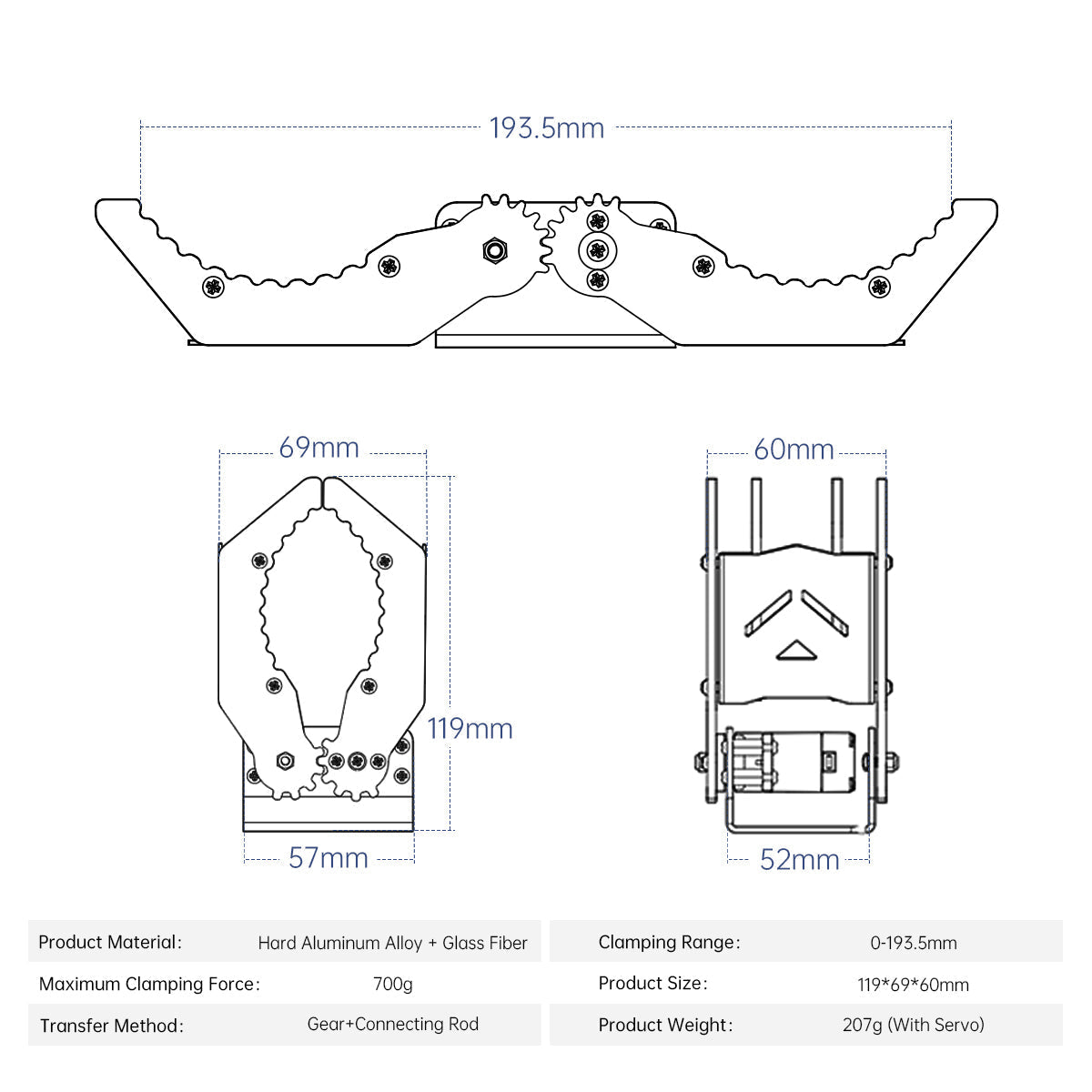 Image of Black Metal Mechanical Gripper for Robot DIY