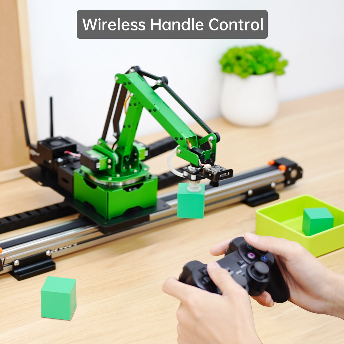 Image of JetMax Pro JETSON NANO Robot Arm Mecanum Chassis Sliding Rail ROS