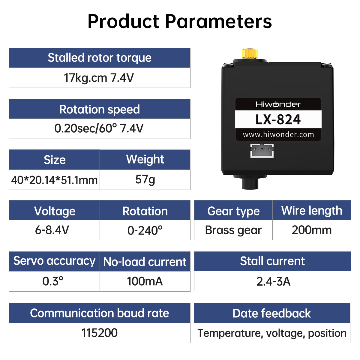 Image of LX-824 Intelligent Three-Connectors Serial Bus Servo with Feedback