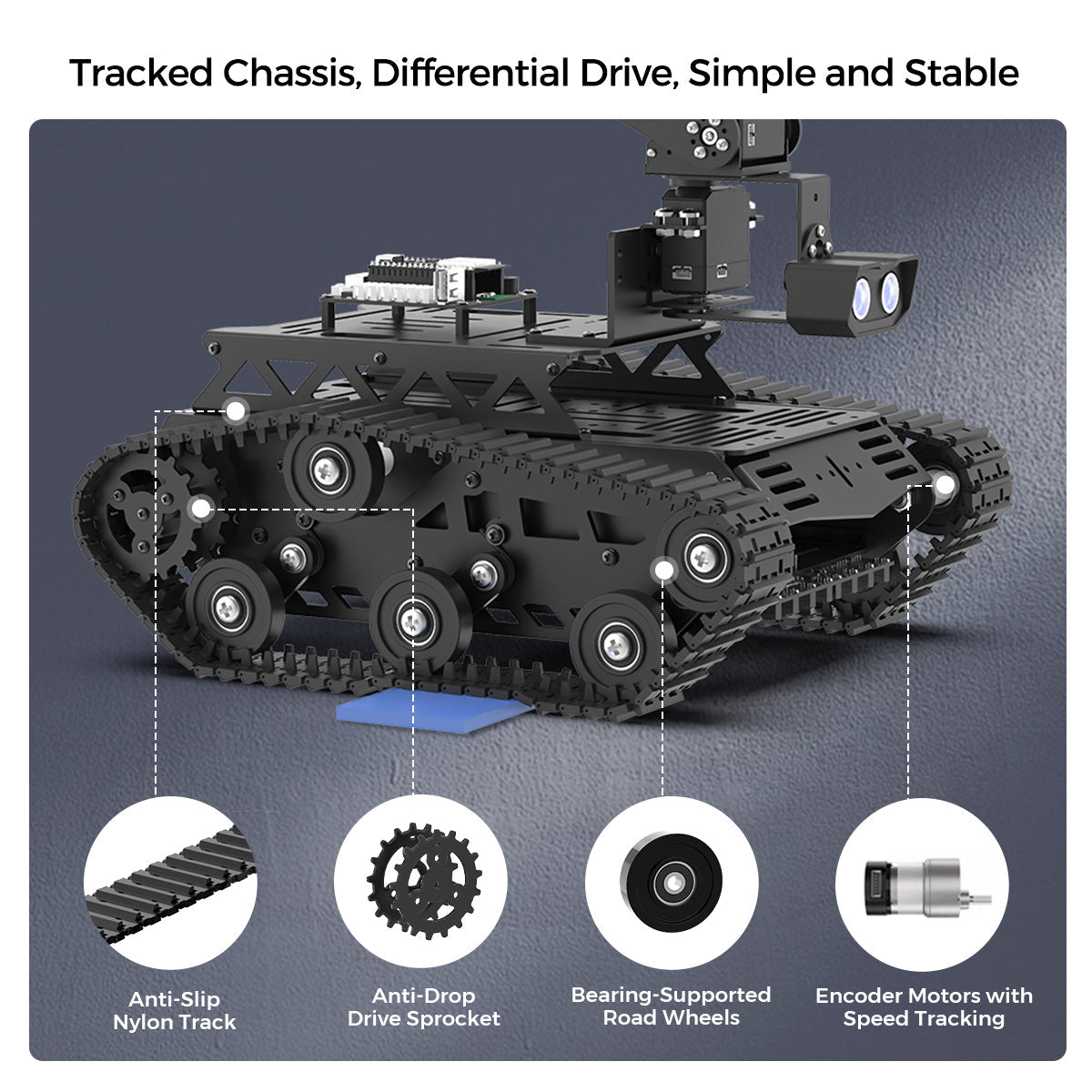 Image of Tankbot Large AI Model Tank Robot Car Robotic Arm ESP32 Vision Voice Interaction