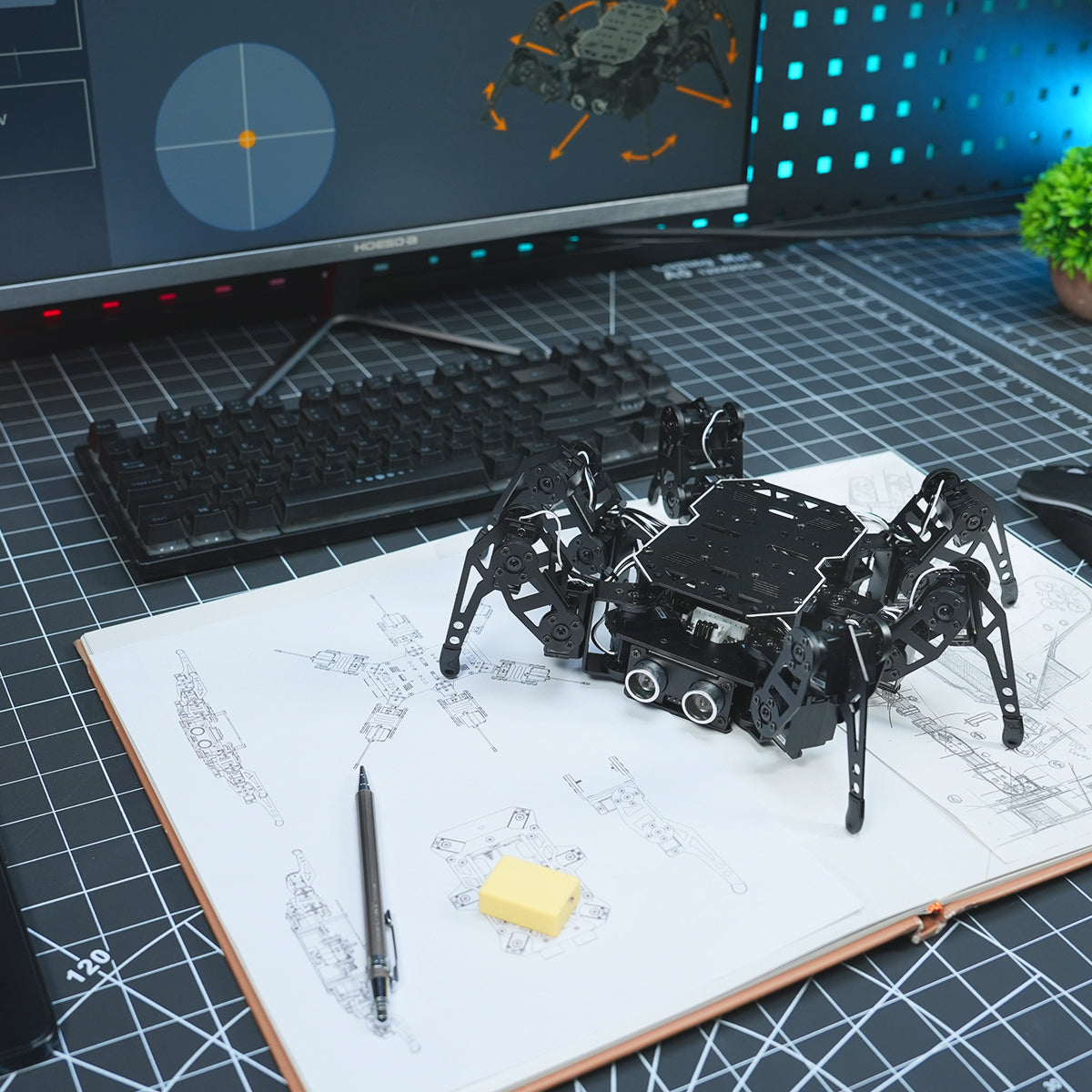 Image of miniHexa AI Hexapod Robot AI Vision Voice Interaction Arduino Programming Sensor