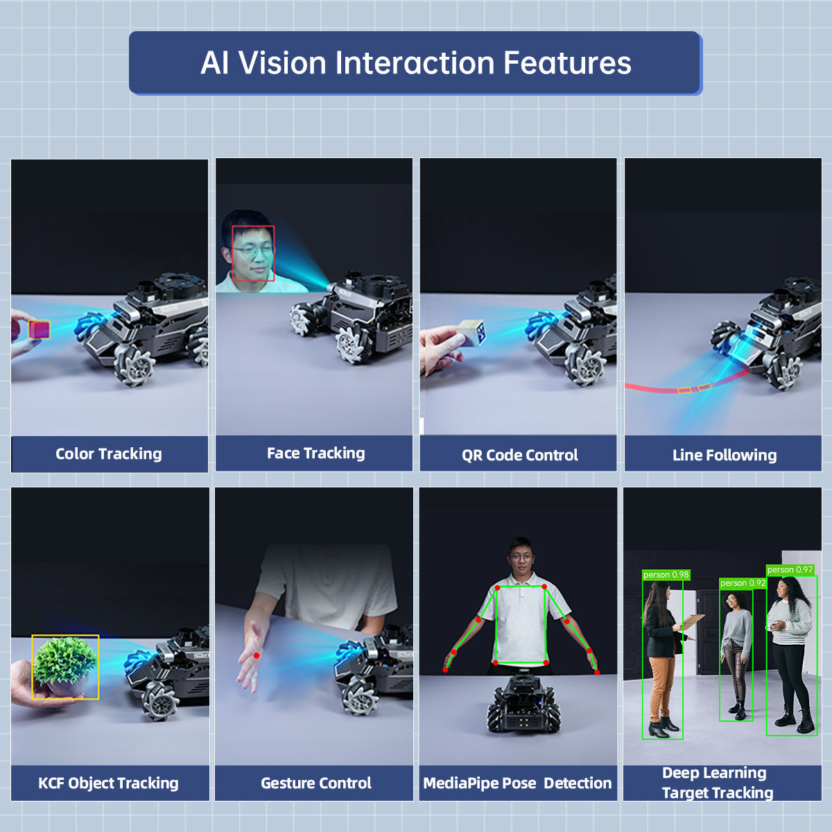 Image of ROSOrin ROS2 Smart Car Multimodal Large AI Model ChatGPT Gemini SLAM Mecanum Wheels