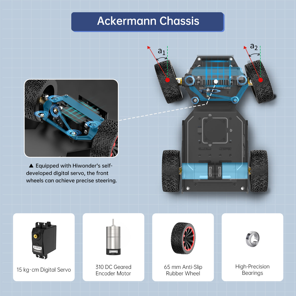 Image of MentorPi A1 Raspberry Pi 5 Robot Car Ackerman Chassis 2DOF Monocular Camera ROS2 SLAM