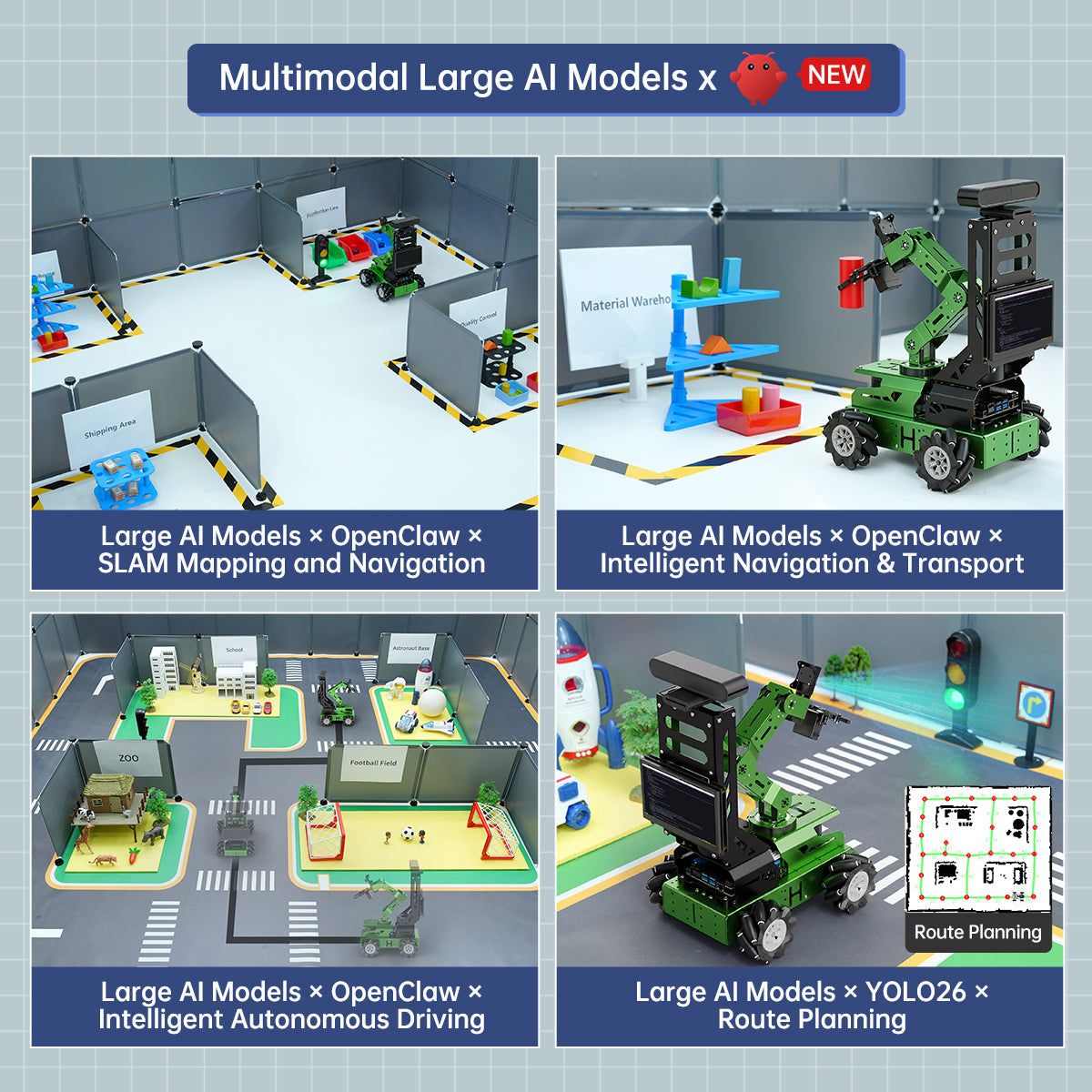 Image of JetAuto Pro AI Robot Car 6DOF Vision Arm ROS1 ROS2 ChatGPT SLAM