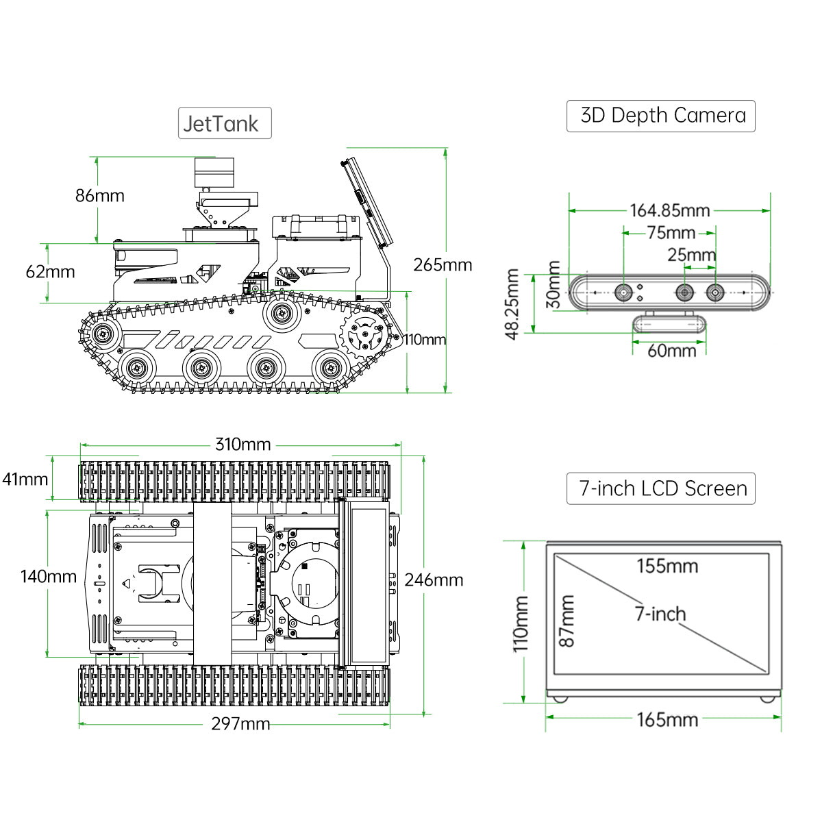 Image of JetTank ROS Robot Tank Jetson Nano Lidar Depth Camera Touchscreen SLAM