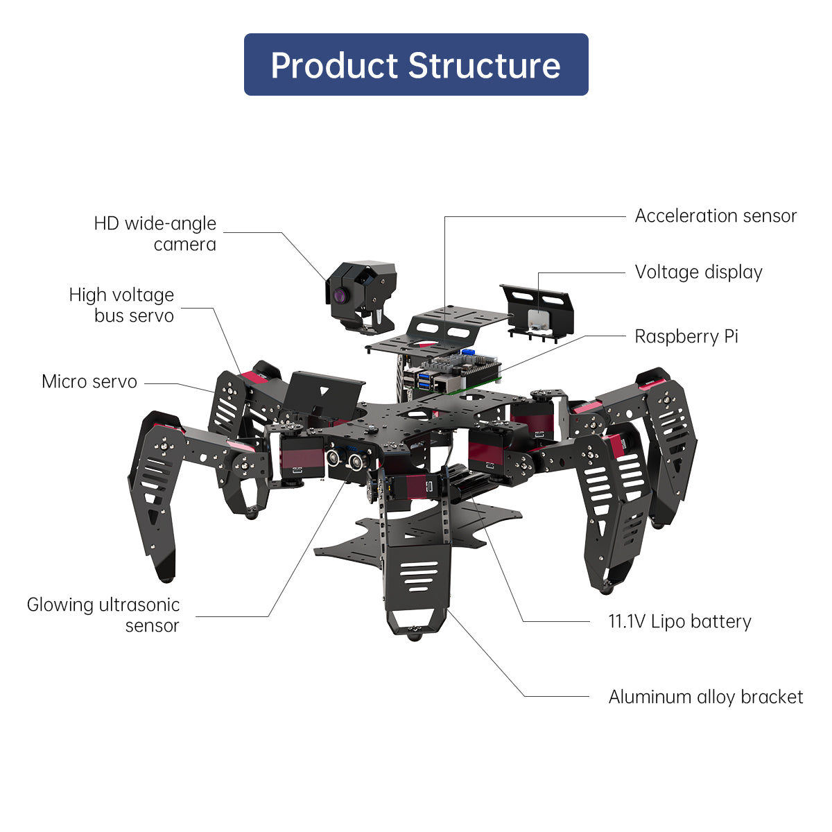 Image of SpiderPi AI Intelligent Visual Hexapod Robot Raspberry Pi 5