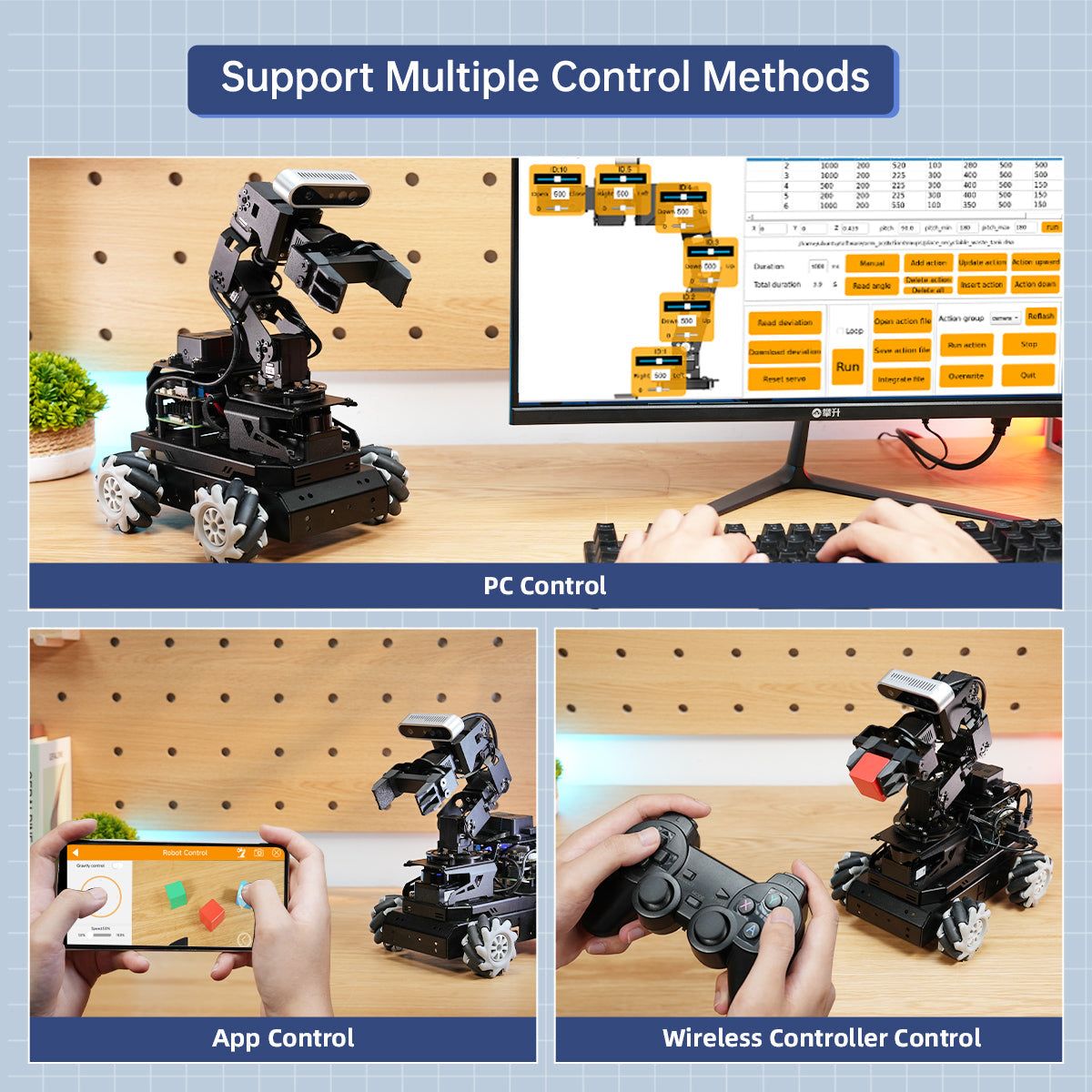Image of LanderPi Raspberry Pi Robot Car AI Vision Robotic Arm ROS2 ChatGPT SLAM Voice Sorting