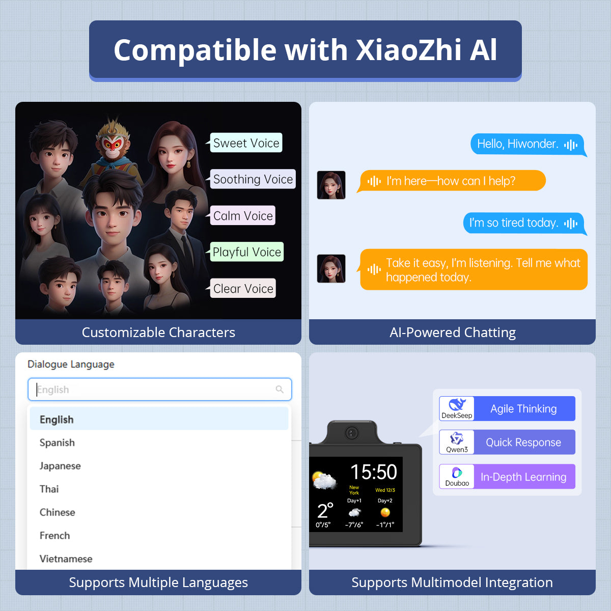 Image of WonderLLM Large AI Language Model AI Vision Smart Chat Module ESP32 Camera