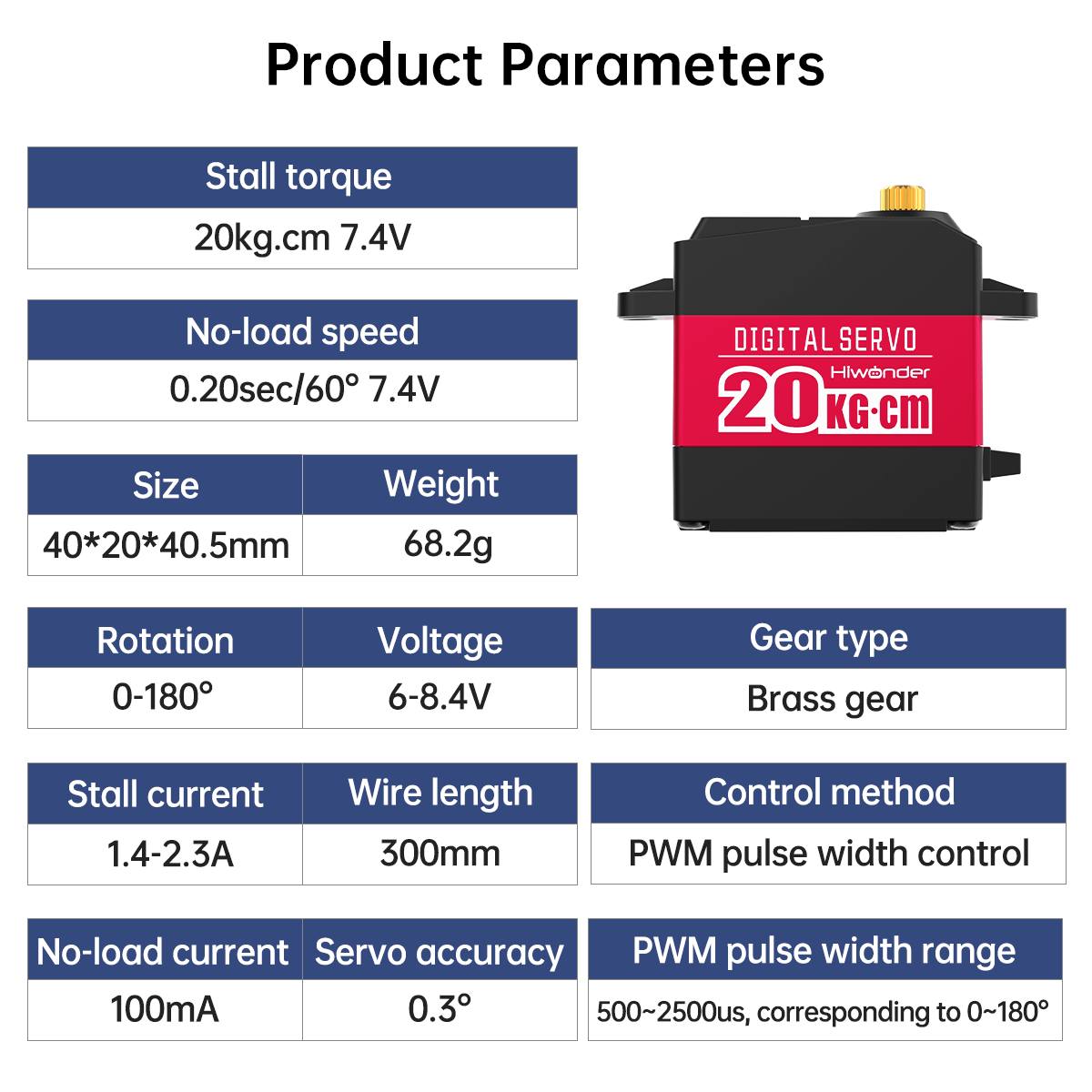 Image of HPS-2018 Full Metal Gear Digital Servo 20kg High Torque