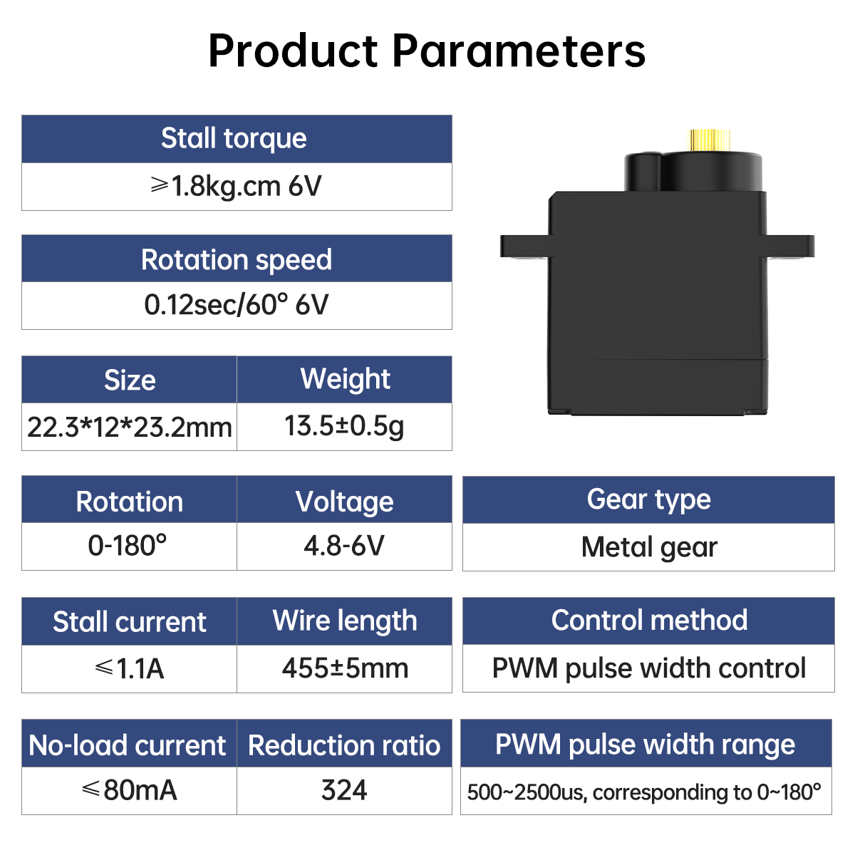 Image of Hiwonder LFD-01M Robot Servo 6V 14g Micro Servo Anti-blocking Metal Gear