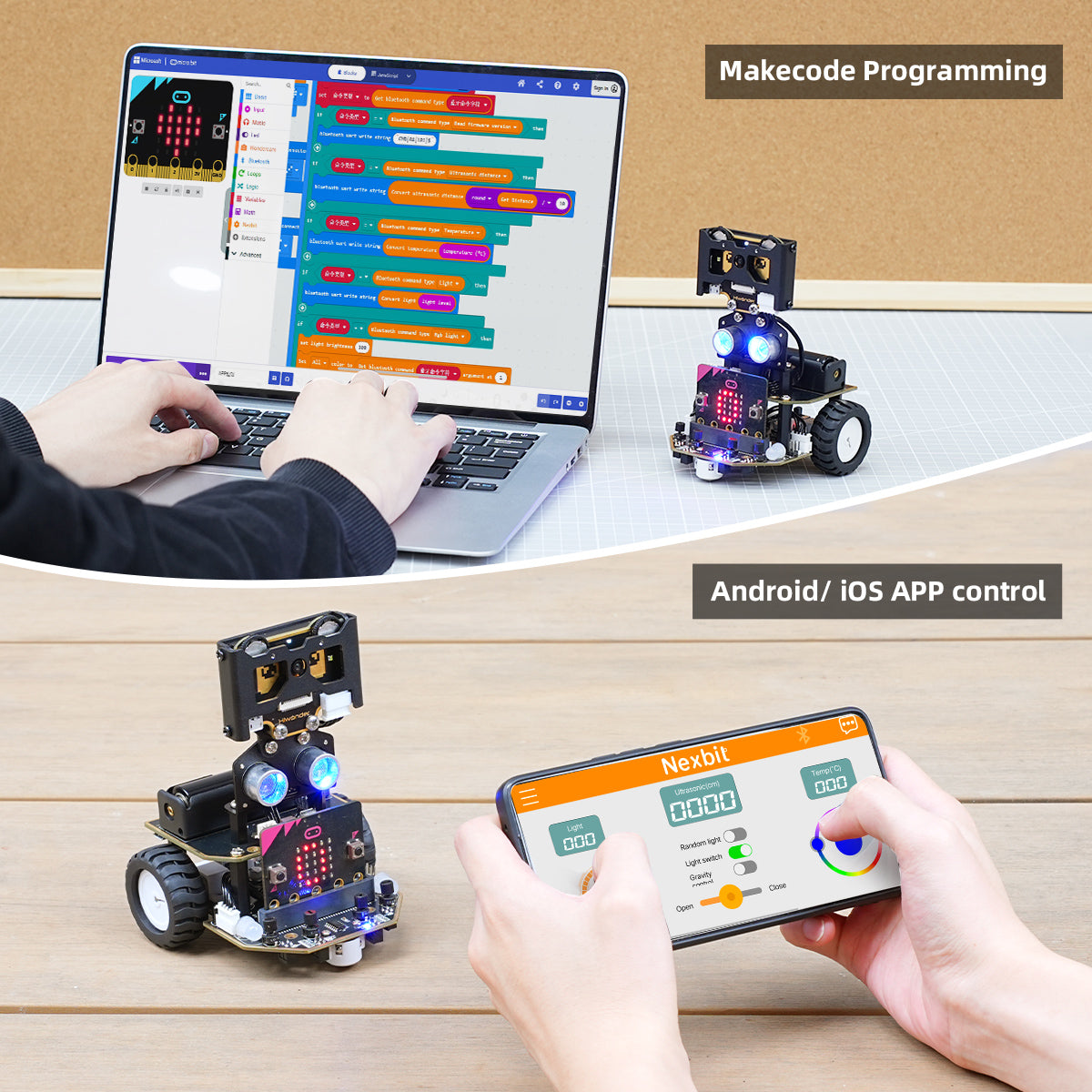Image of AI Vision Robot Nexbit micro:bit Programming Educational Robot WonderCam Vision Module